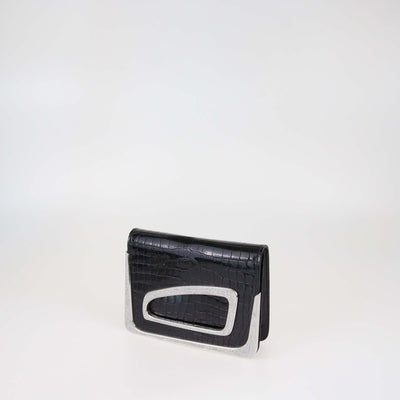 Stephane Rolland Black Crocodile Leather Crystal Limited Edition Talitha Clutch