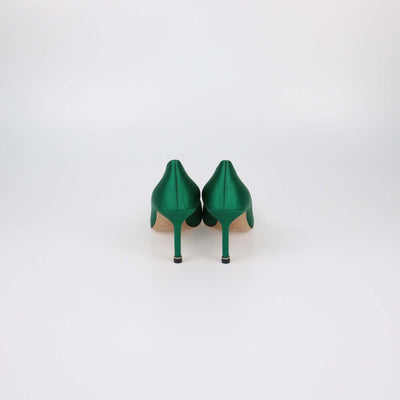 Manolo Blahnik Green Satin Hangisi Pumps