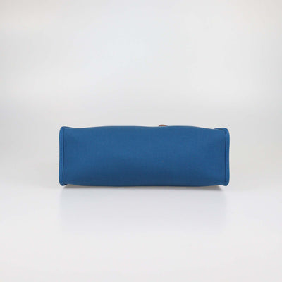 Hermes Blue Izmir/Natural Canvas and Leather Herbag Zip 31 Bag