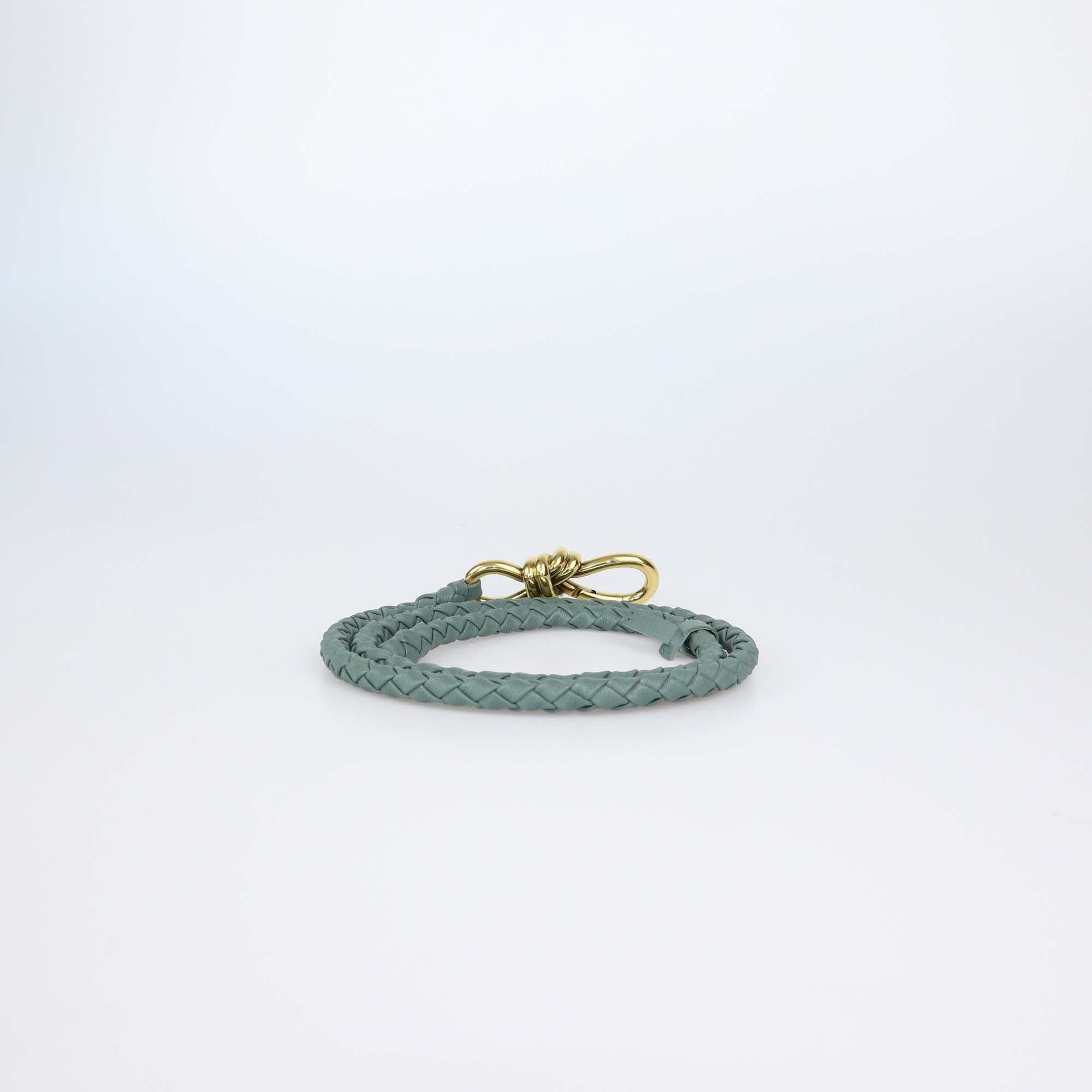 Bottega Veneta Sage Green Intrecciato Leather Andiamo Belt L