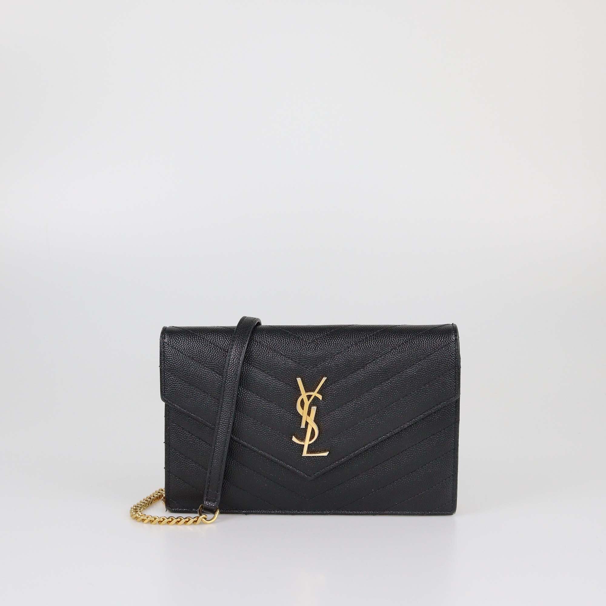 Saint Laurent Black Matelasse Cassandre Wallet On Chain Womens Saint Laurent 