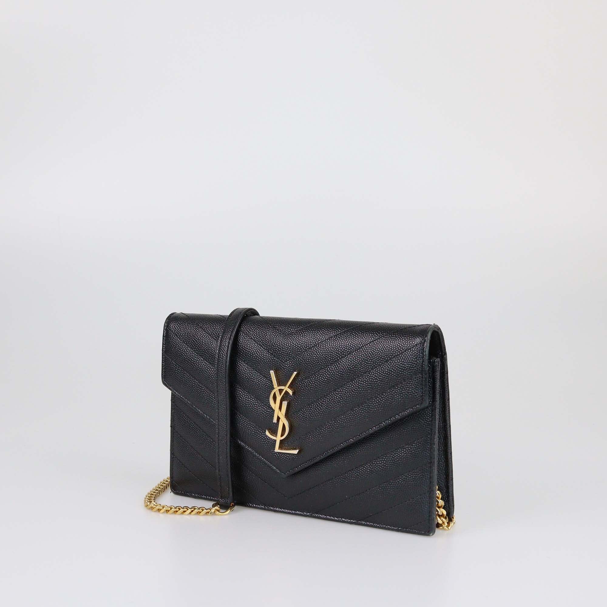 Saint Laurent Black Matelasse Cassandre Wallet On Chain Womens Saint Laurent 