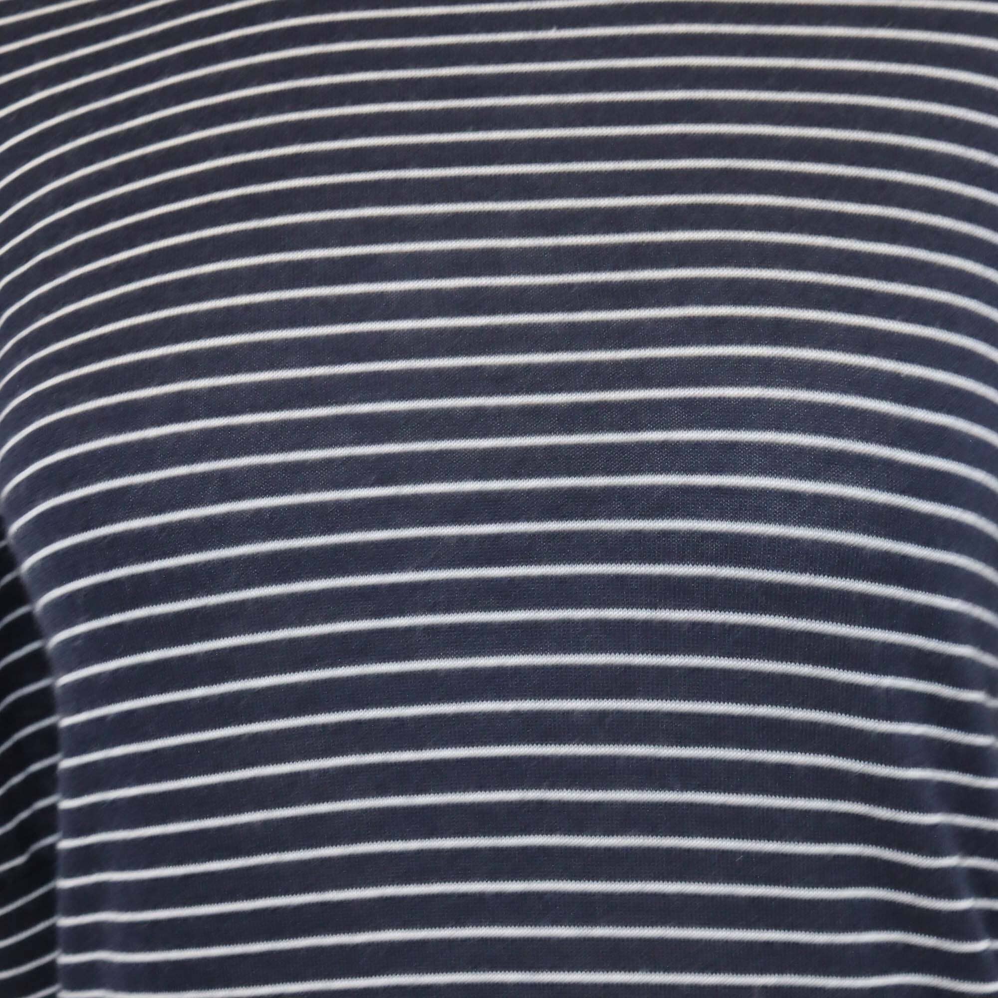Loro Piana Navy Blue/White Knitted Striped Long Sleeve Top Womens Loro Piana 
