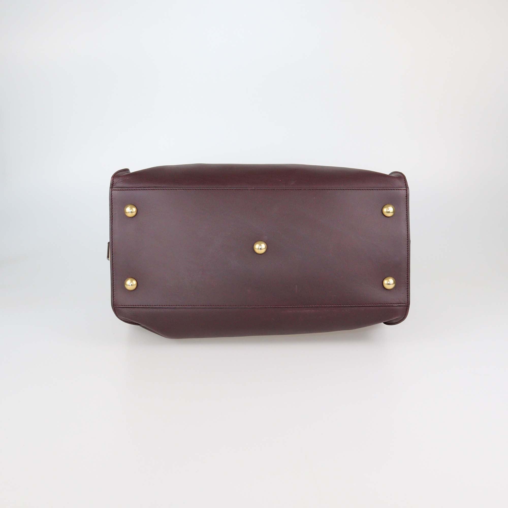 Saint Laurent Burgundy Leather Medium Cabas ChYc Bag