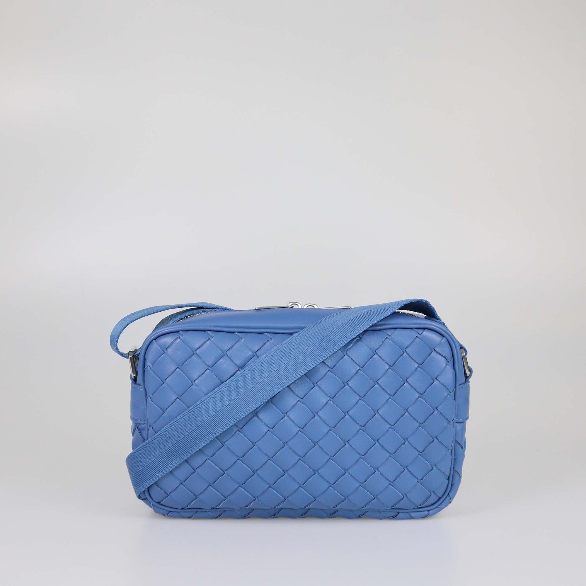 Bottega Veneta Blue Intrecciato Small Camera Bag Mens Bottega Veneta 