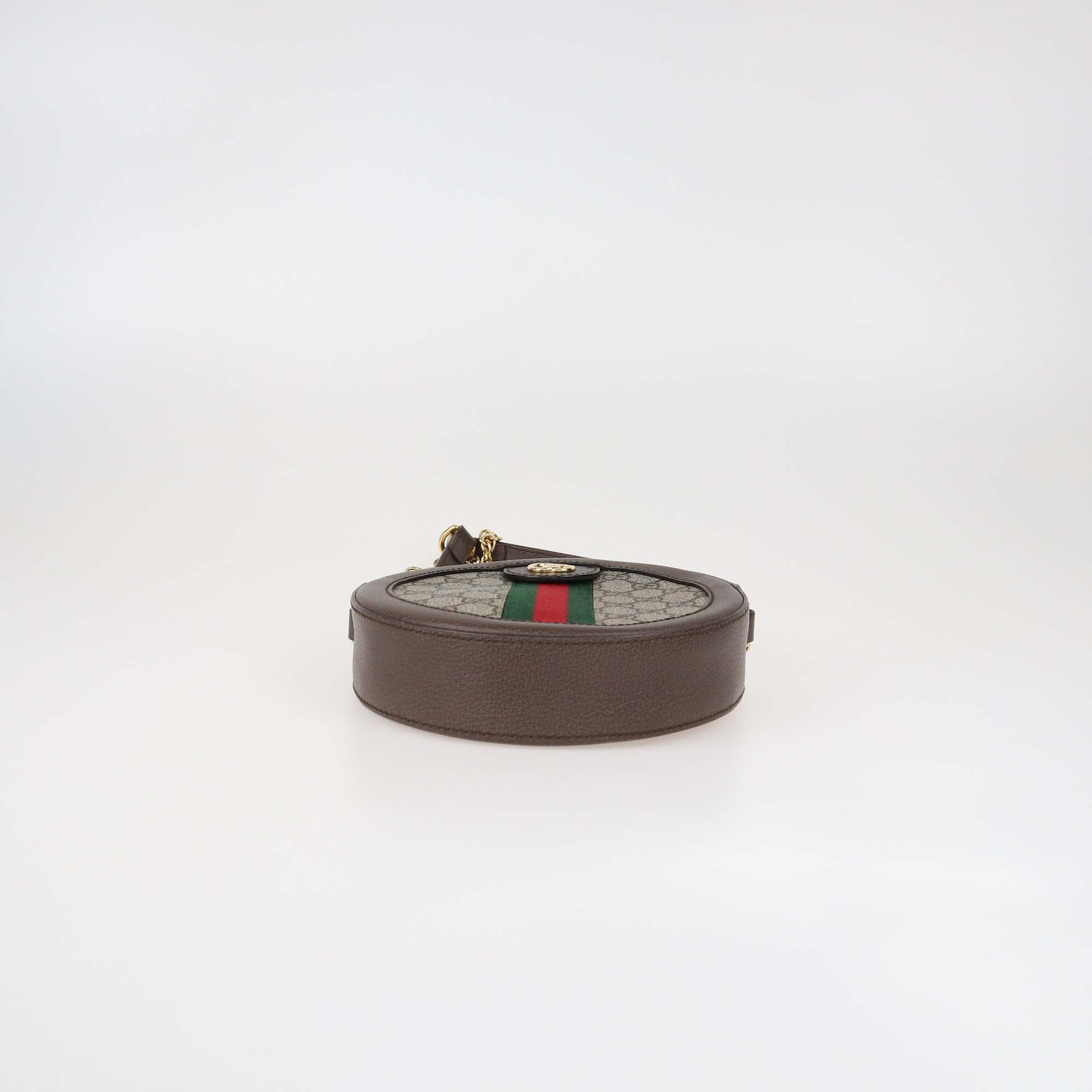 Gucci Brown/Beige GG Supreme Canvas Mini Ophidia Round Bag
