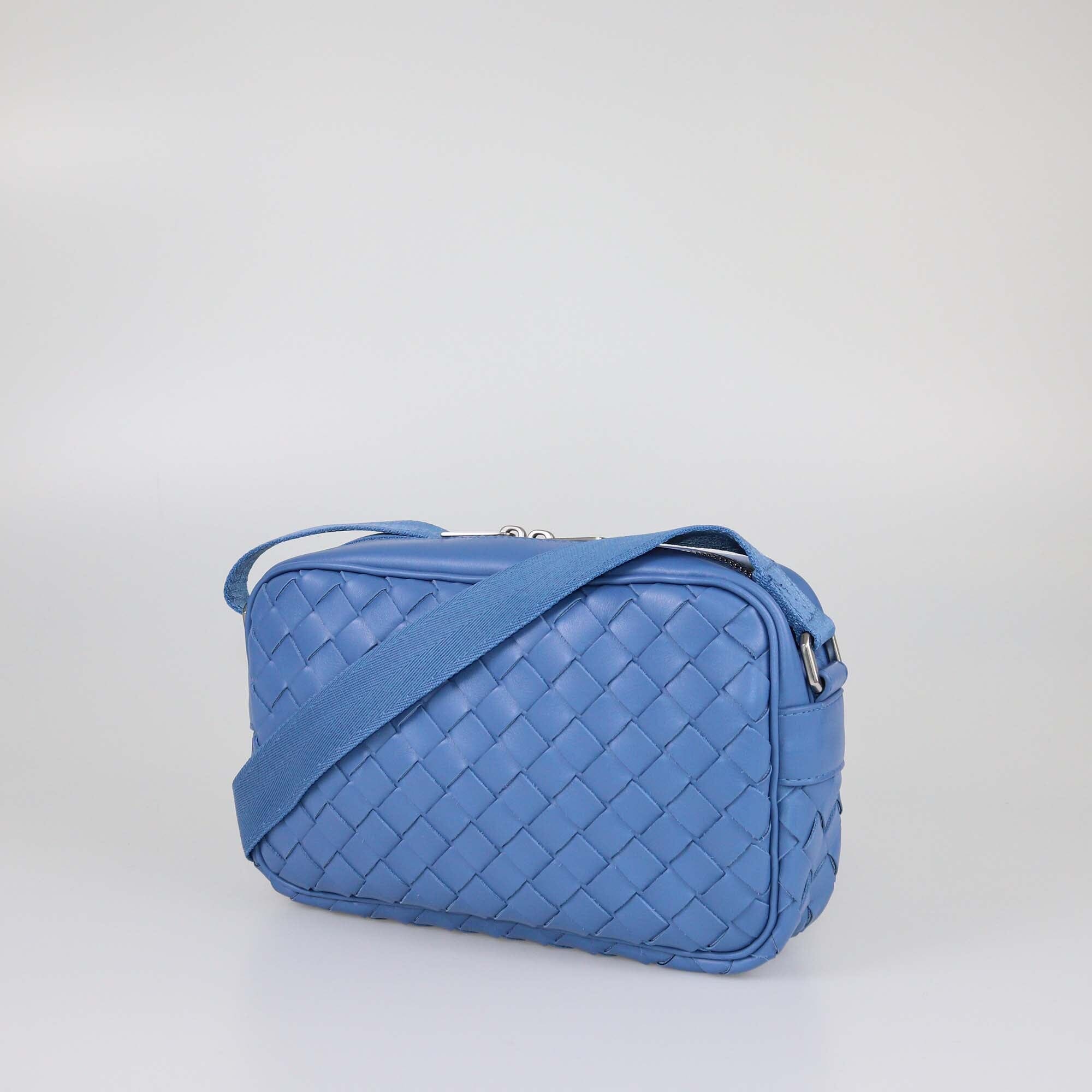 Bottega Veneta Blue Intrecciato Small Camera Bag Mens Bottega Veneta 