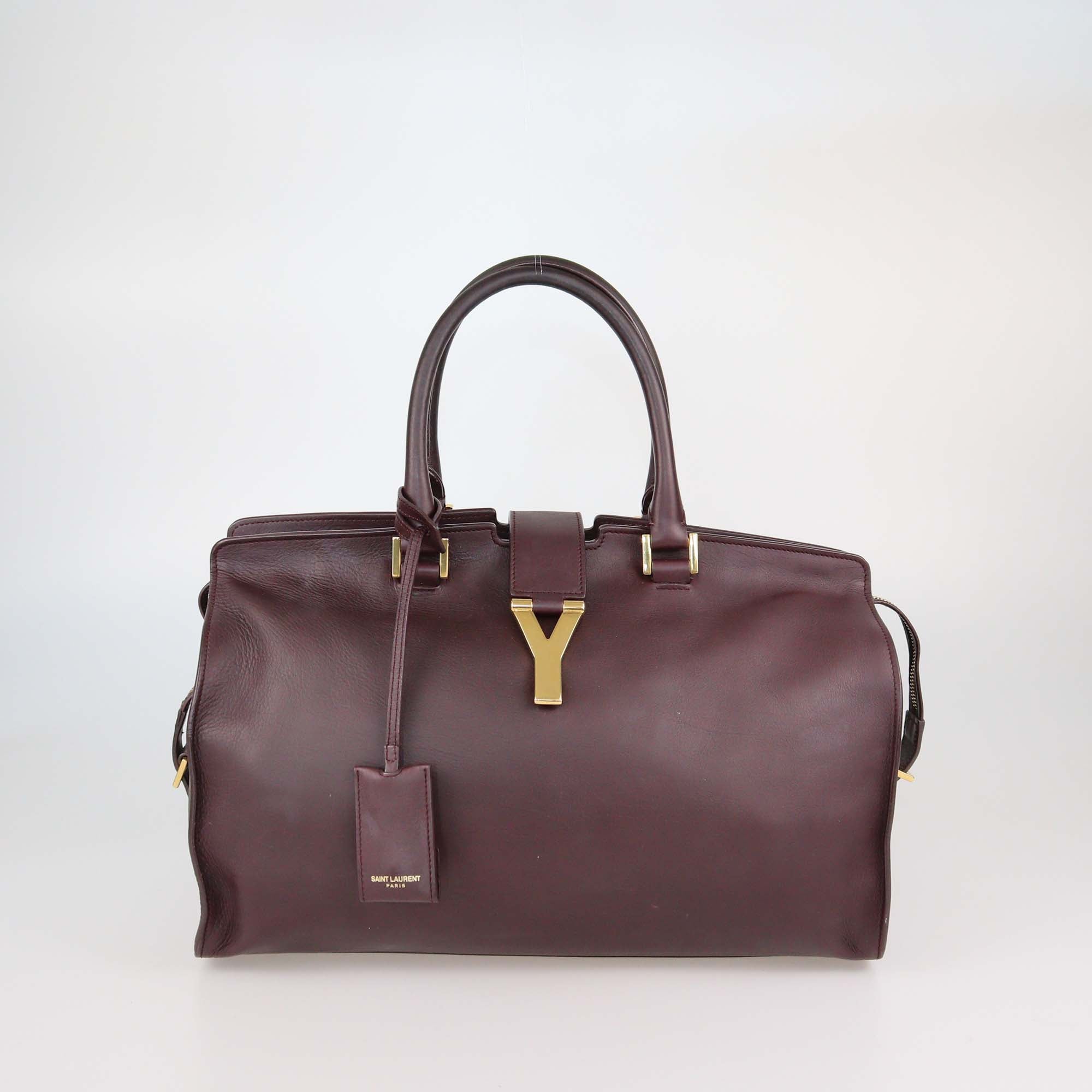 Saint Laurent Burgundy Leather Medium Cabas ChYc Bag