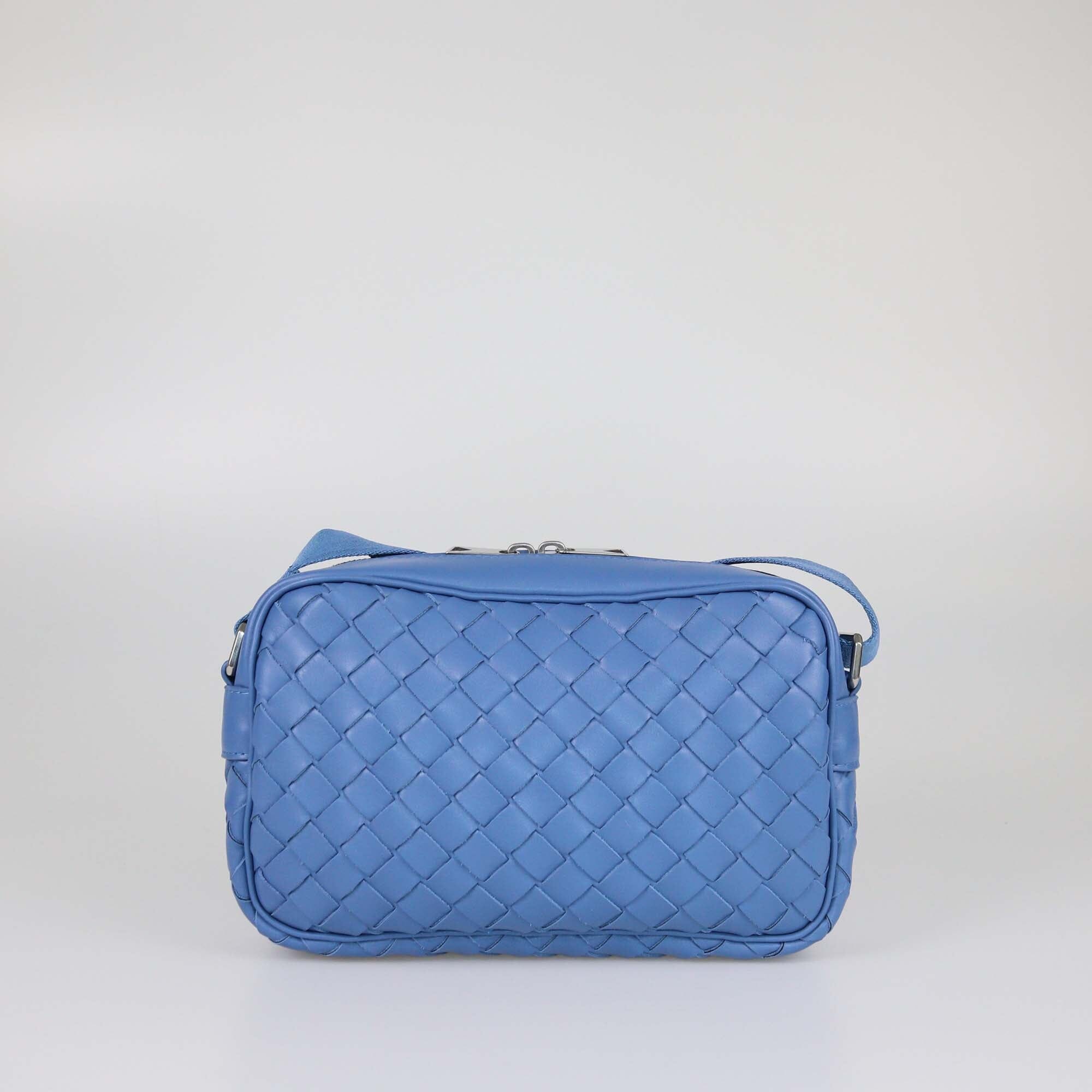 Bottega Veneta Blue Intrecciato Small Camera Bag Mens Bottega Veneta 