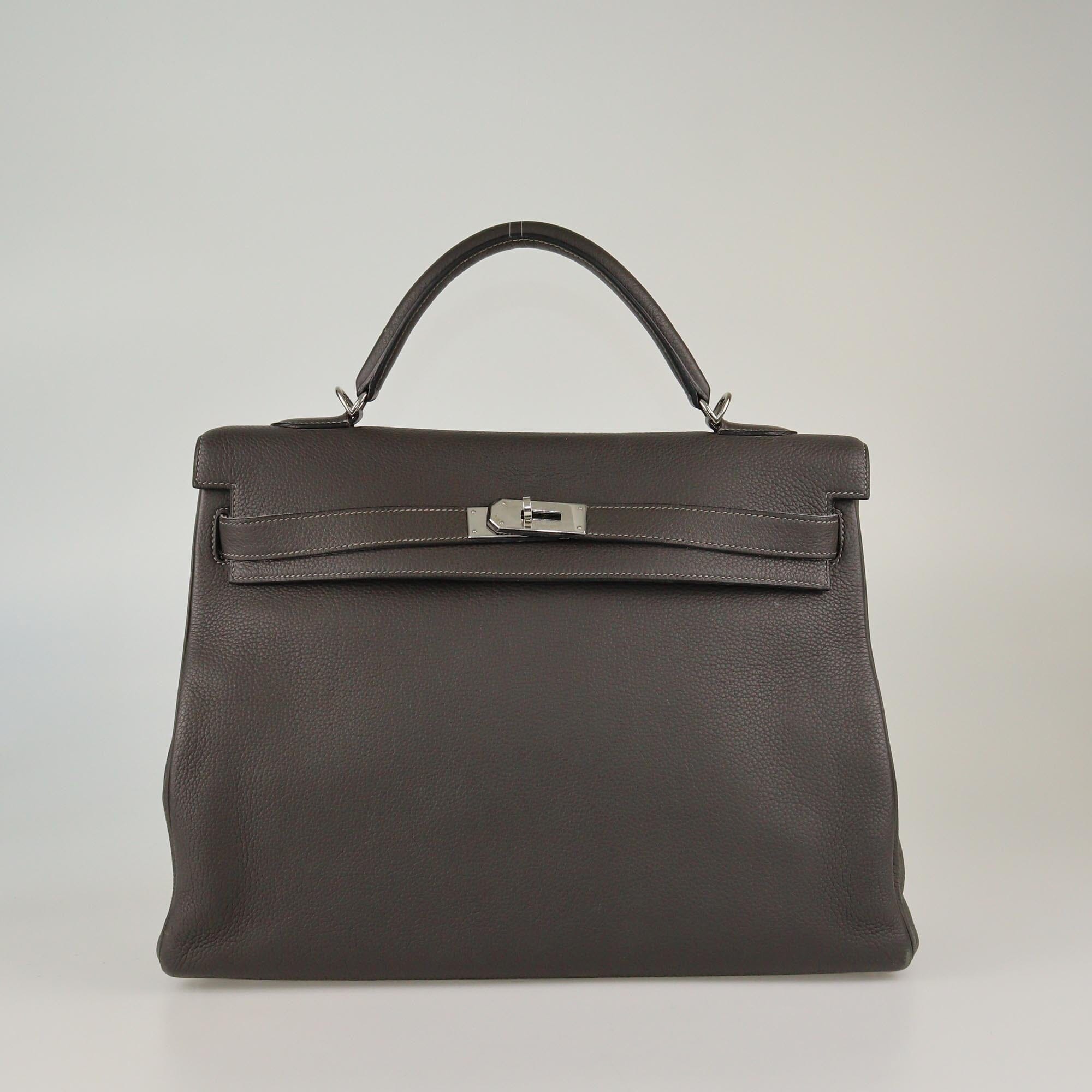 Hermes Graphite Togo Palladium Hardware Kelly Retourne 40 Bag Womens Hermes 