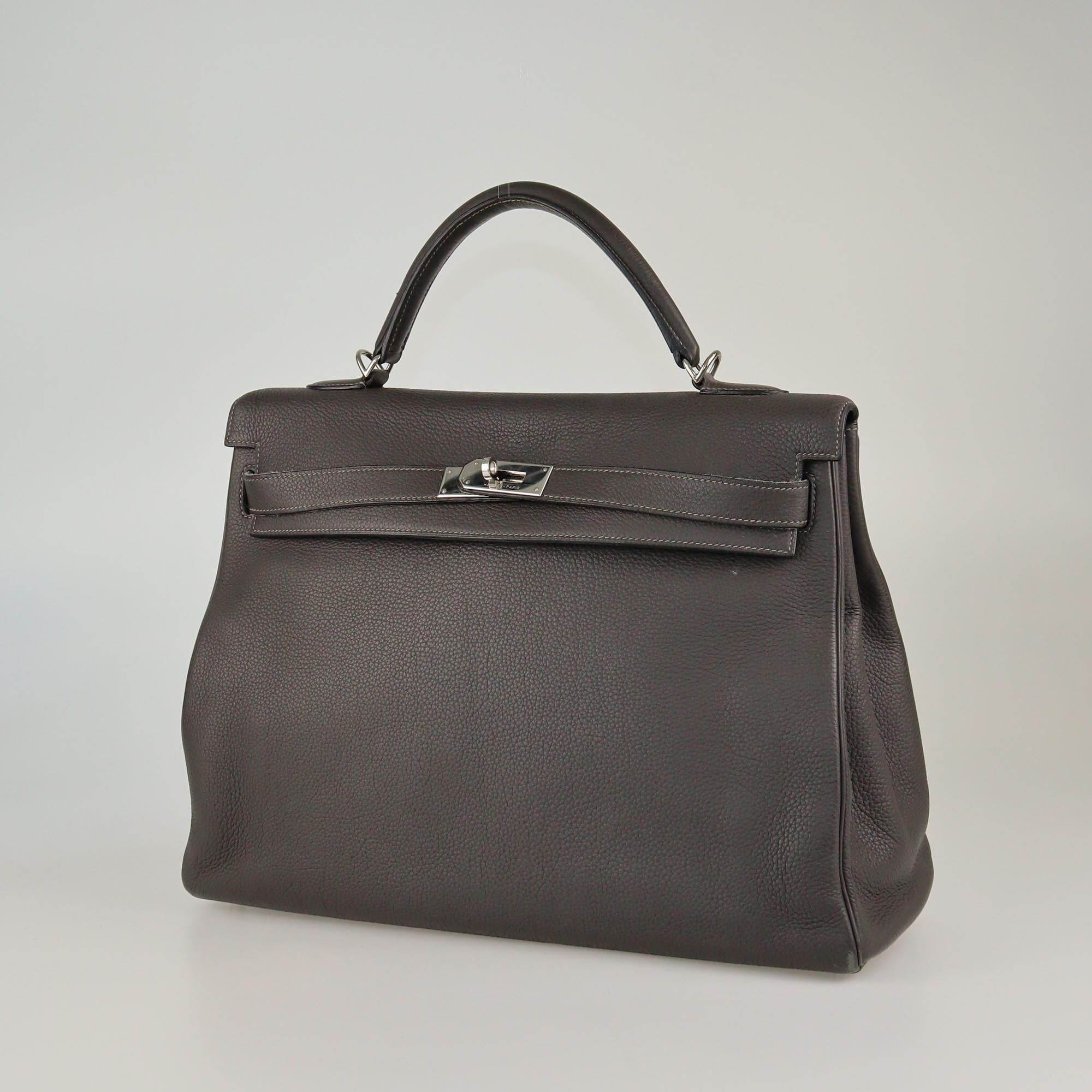 Hermes Graphite Togo Palladium Hardware Kelly Retourne 40 Bag Womens Hermes 