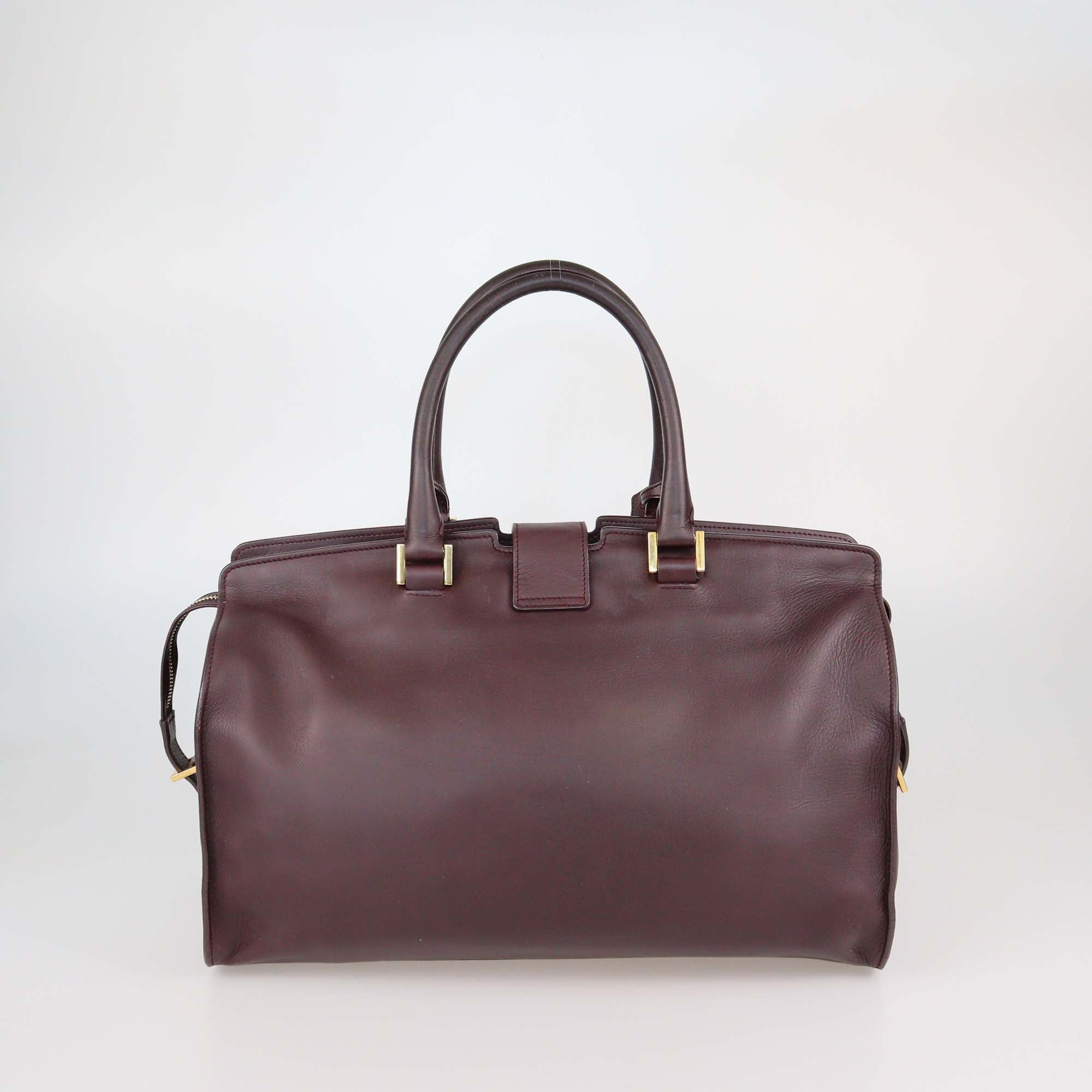Saint Laurent Burgundy Leather Medium Cabas ChYc Bag