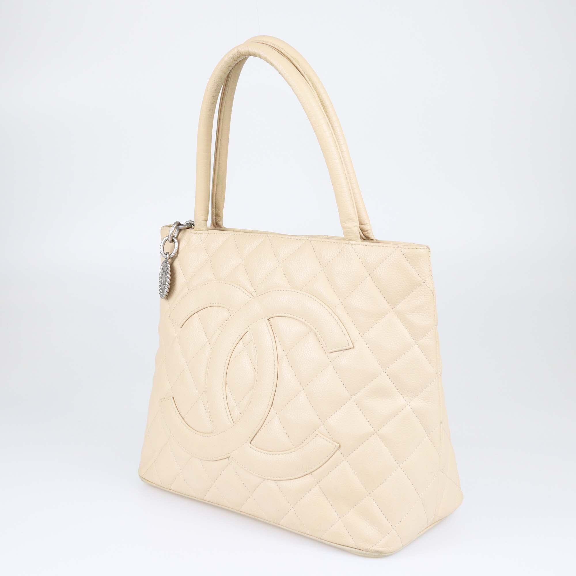 Chanel Beige Quilted Caviar Medallion Tote Womens Chanel 