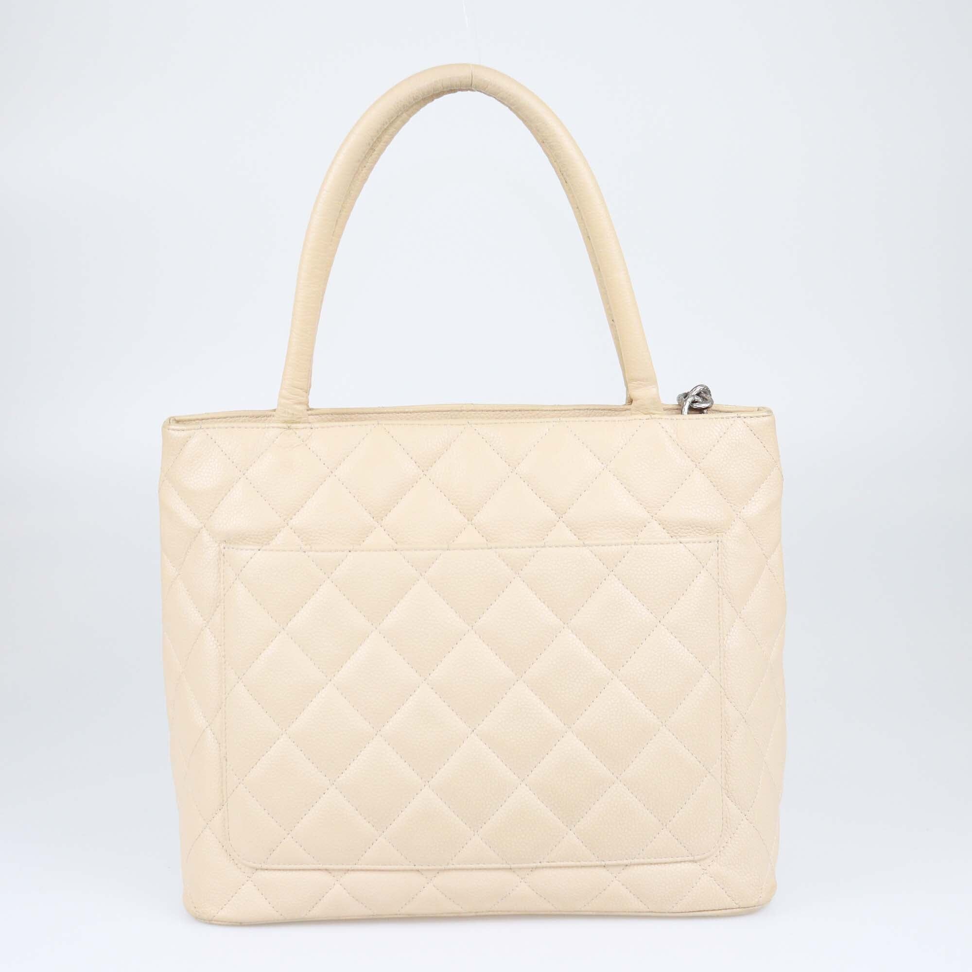 Chanel Beige Quilted Caviar Medallion Tote Womens Chanel 