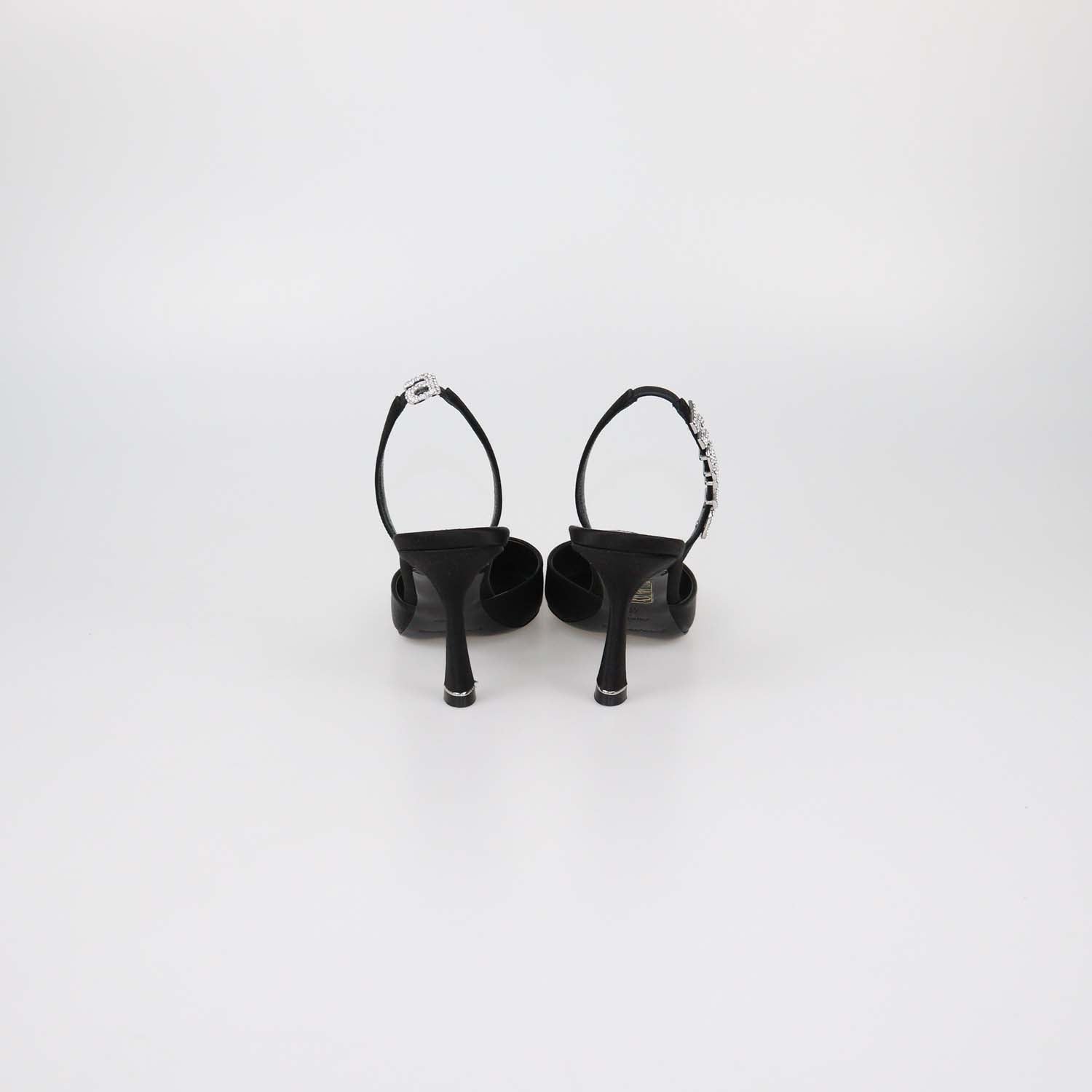 Alexander Wang Black Satin Crystal Embellished Grace Slingback Pumps