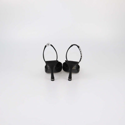 Alexander Wang Black Satin Crystal Embellished Grace Slingback Pumps