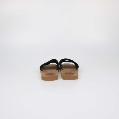 Chloe Black Canvas Logo Woody Flat Slide