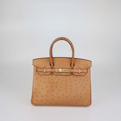 Hermes Gold Ostrich Gold Hardware Birkin 30 Bag