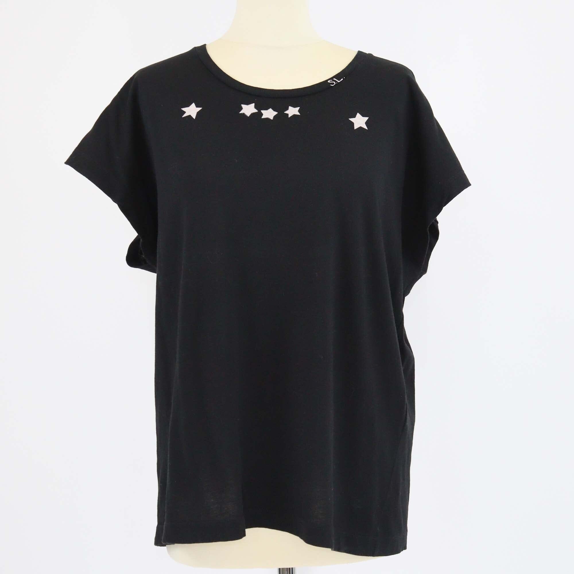 Saint Laurent Black Star Print Cap Sleeve T Shirt Womens Saint Laurent 