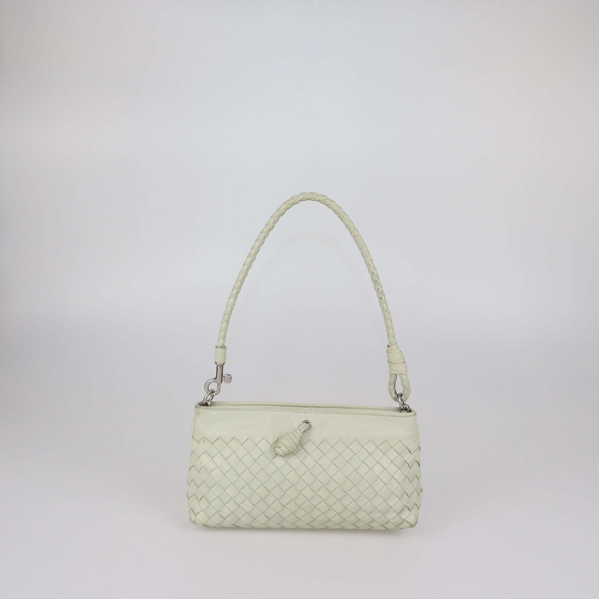 Bottega Veneta Cream Intrecciato Leather Frame Pochette