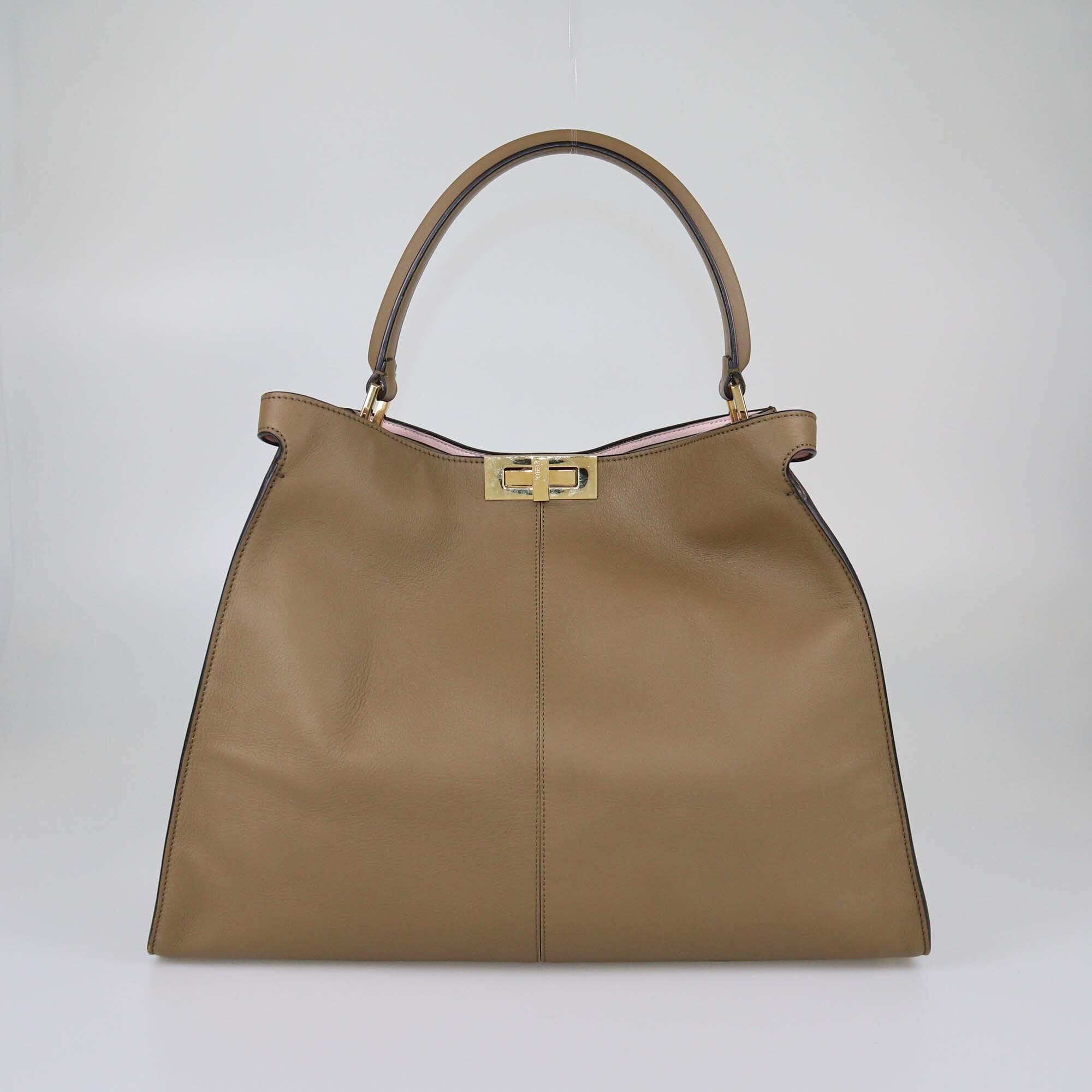 Fendi Brown Large X-Lite Peekaboo Top Handle Bag Womens Fendi 