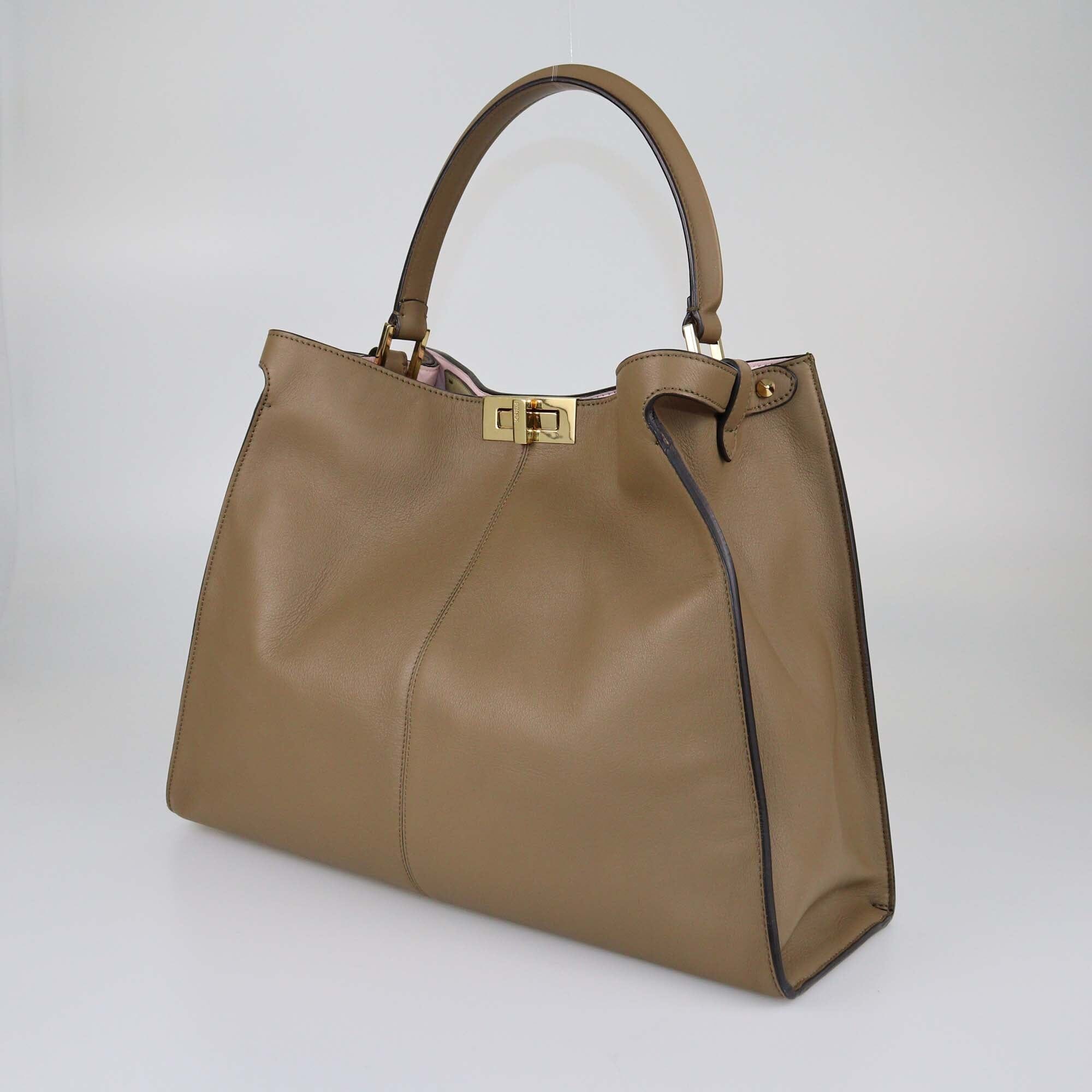 Fendi Brown Large X-Lite Peekaboo Top Handle Bag Womens Fendi 