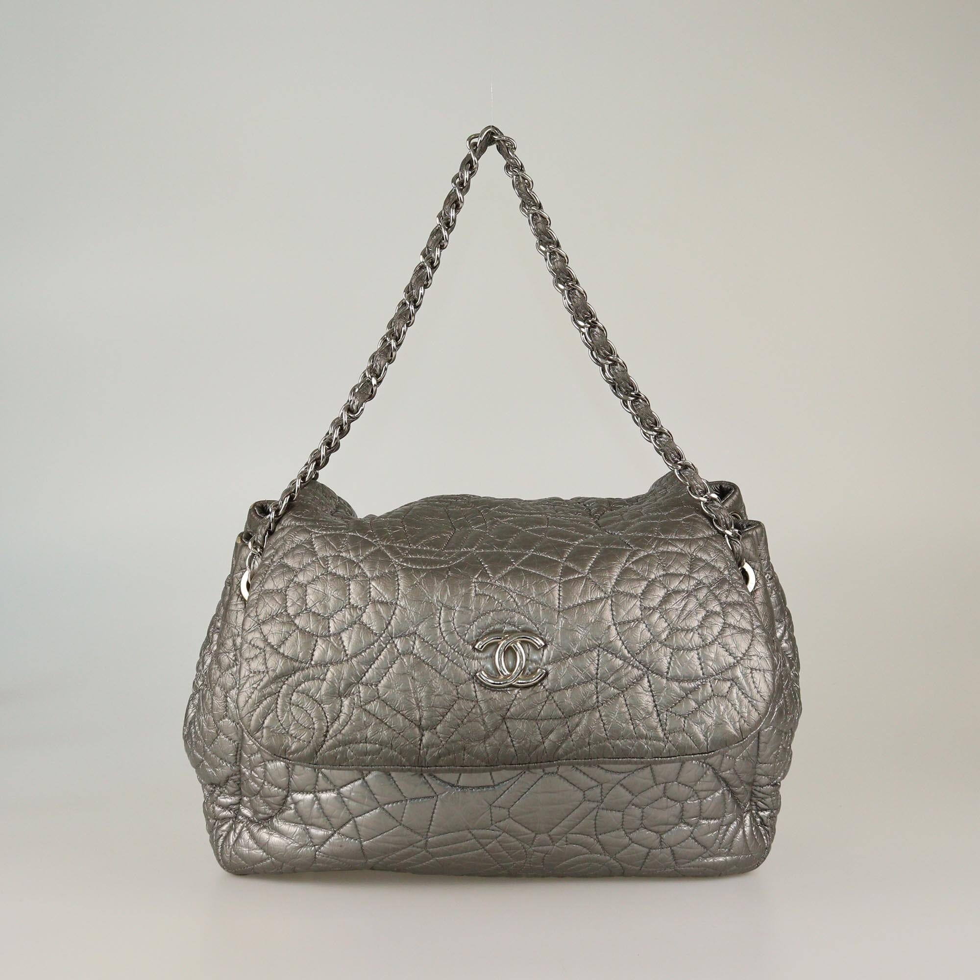 Chanel Grey Graphic Edge Accordion Flap Bag Womens Chanel 