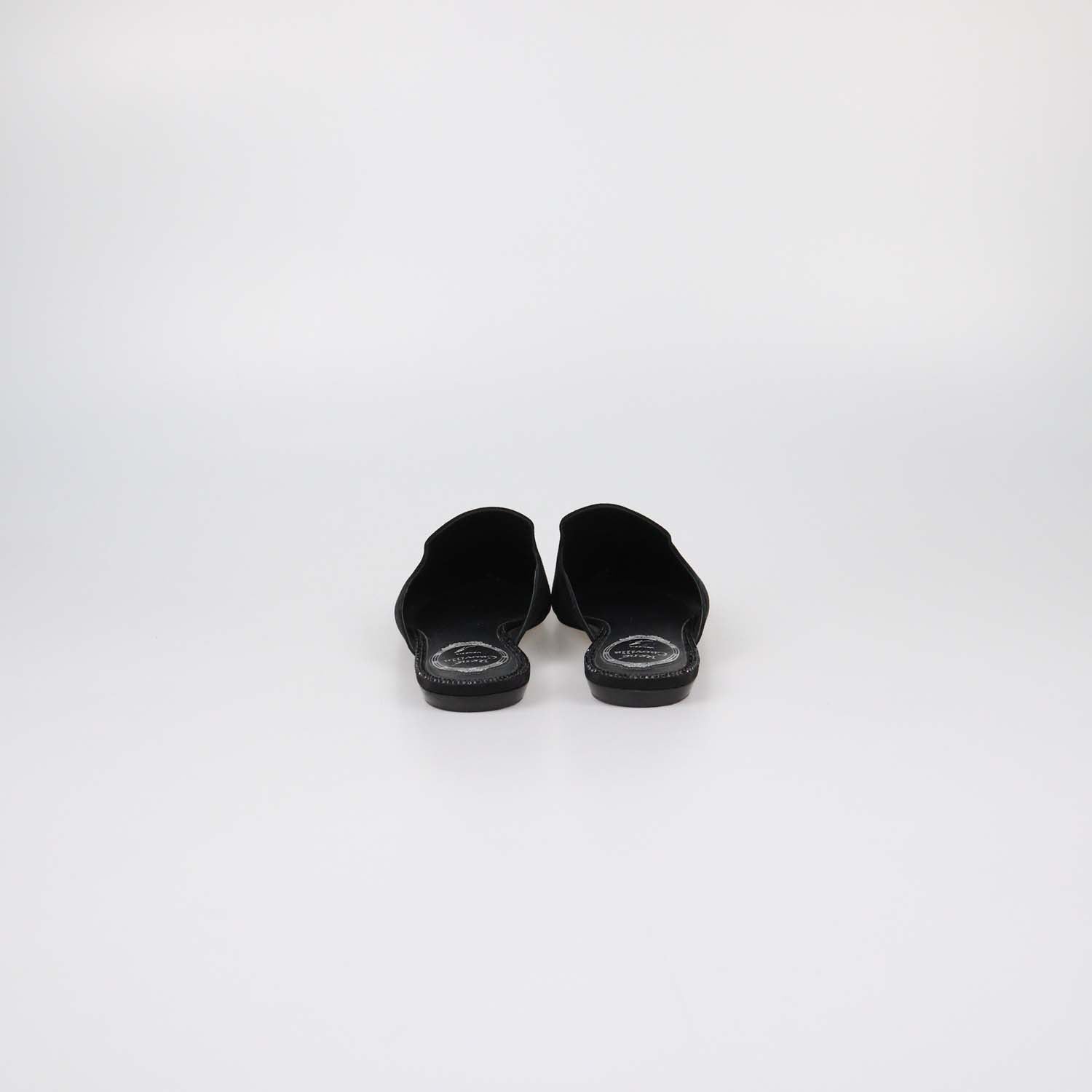Rene Black Suede Rhinestone Embellished Flat Mules