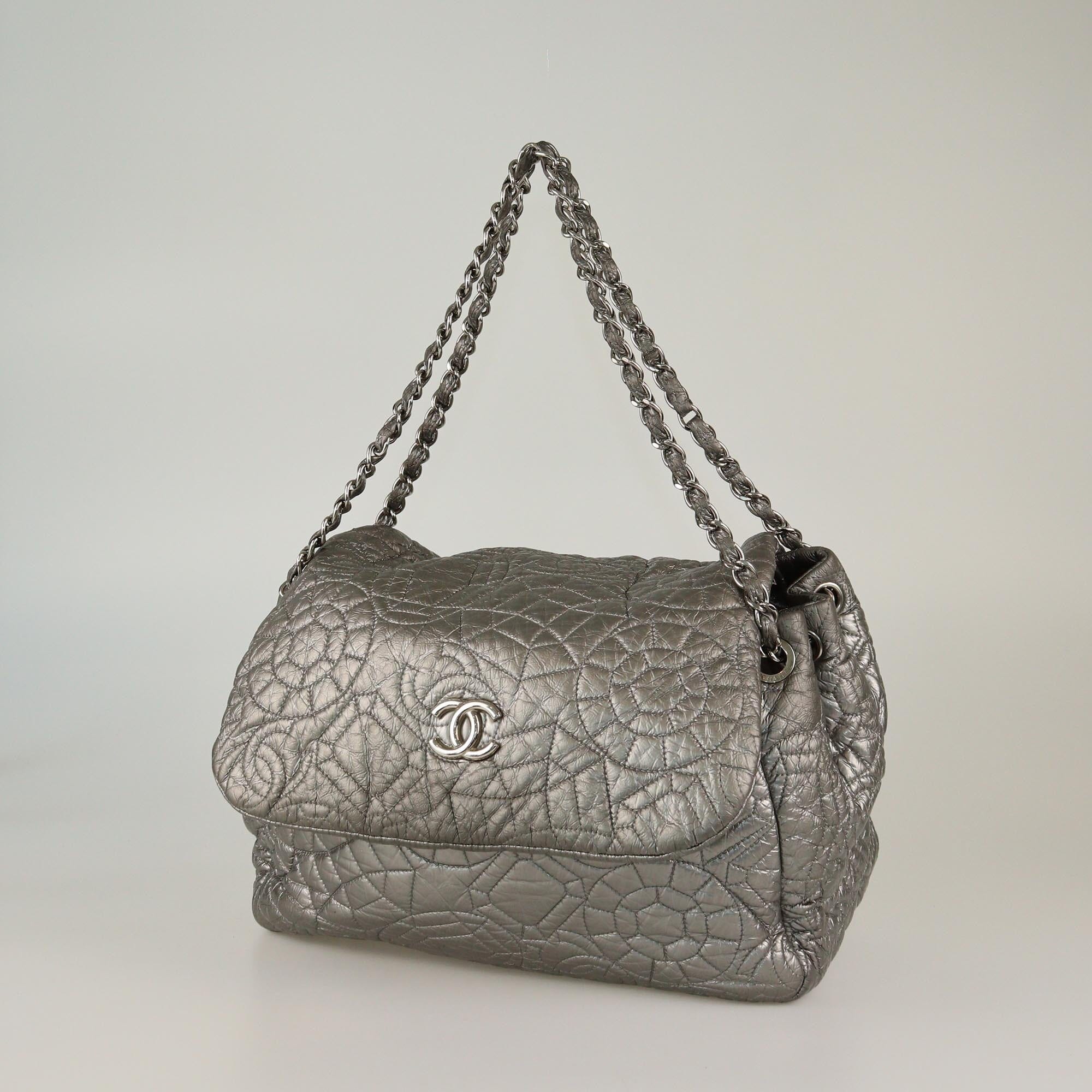 Chanel Grey Graphic Edge Accordion Flap Bag Womens Chanel 