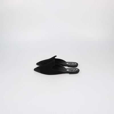 Rene Black Suede Rhinestone Embellished Flat Mules