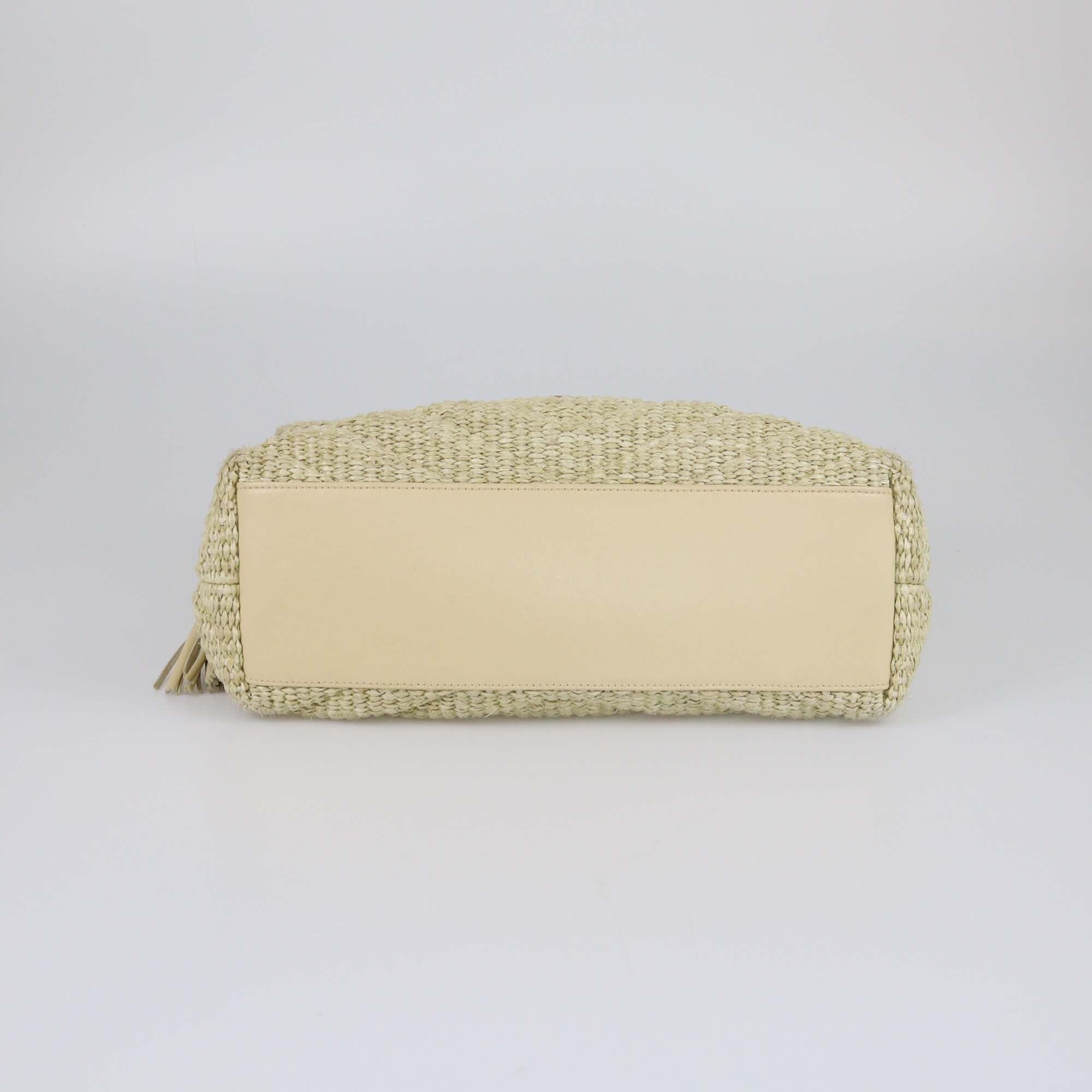 Saint Laurent Cream/Natural Matelasse Raffia Medium Loulou Shoulder Bag Womens Saint Laurent 