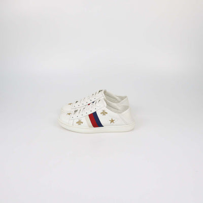 Gucci White Leather Bees and Stars Ace Sneakers