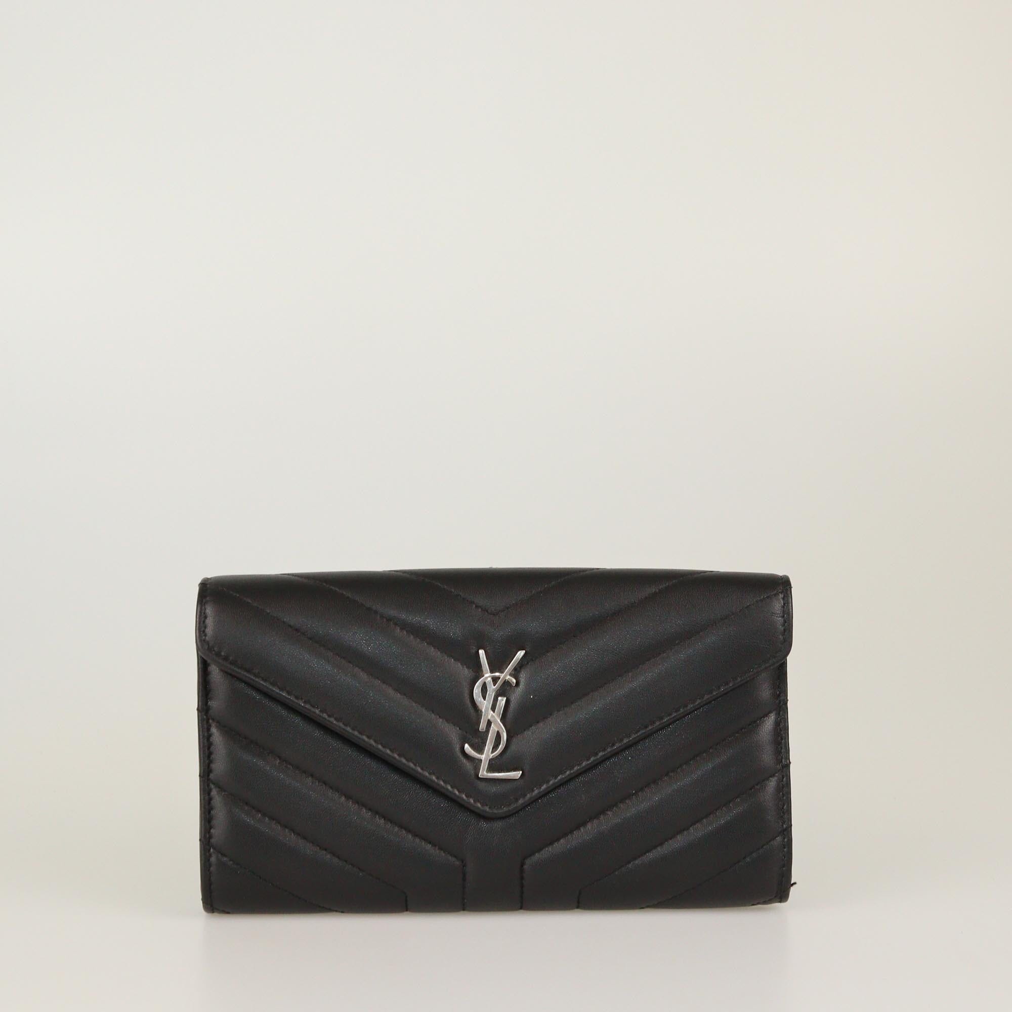 Saint Laurent Black Matelasse Envelope Wallet Womens Saint Laurent 