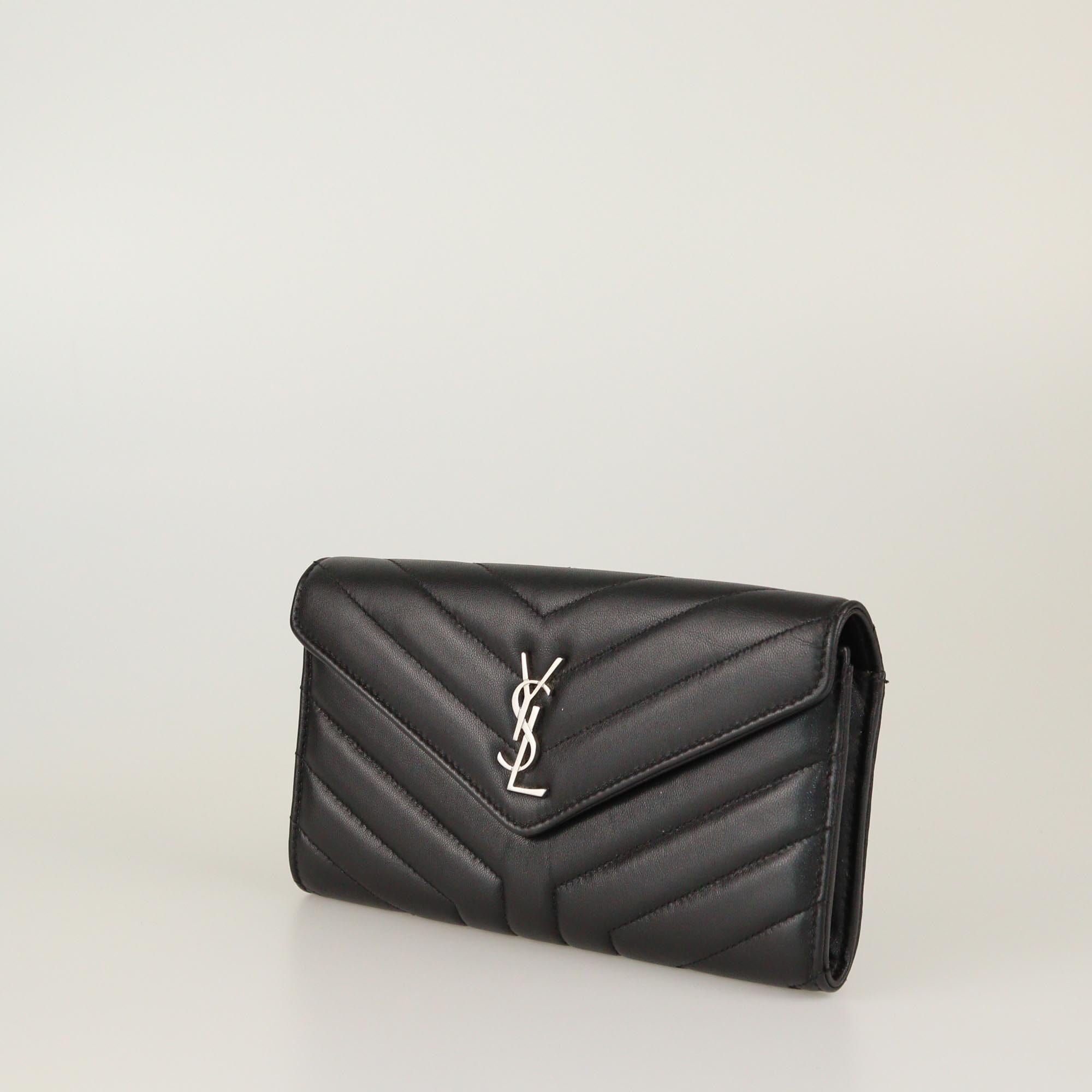 Saint Laurent Black Matelasse Envelope Wallet Womens Saint Laurent 