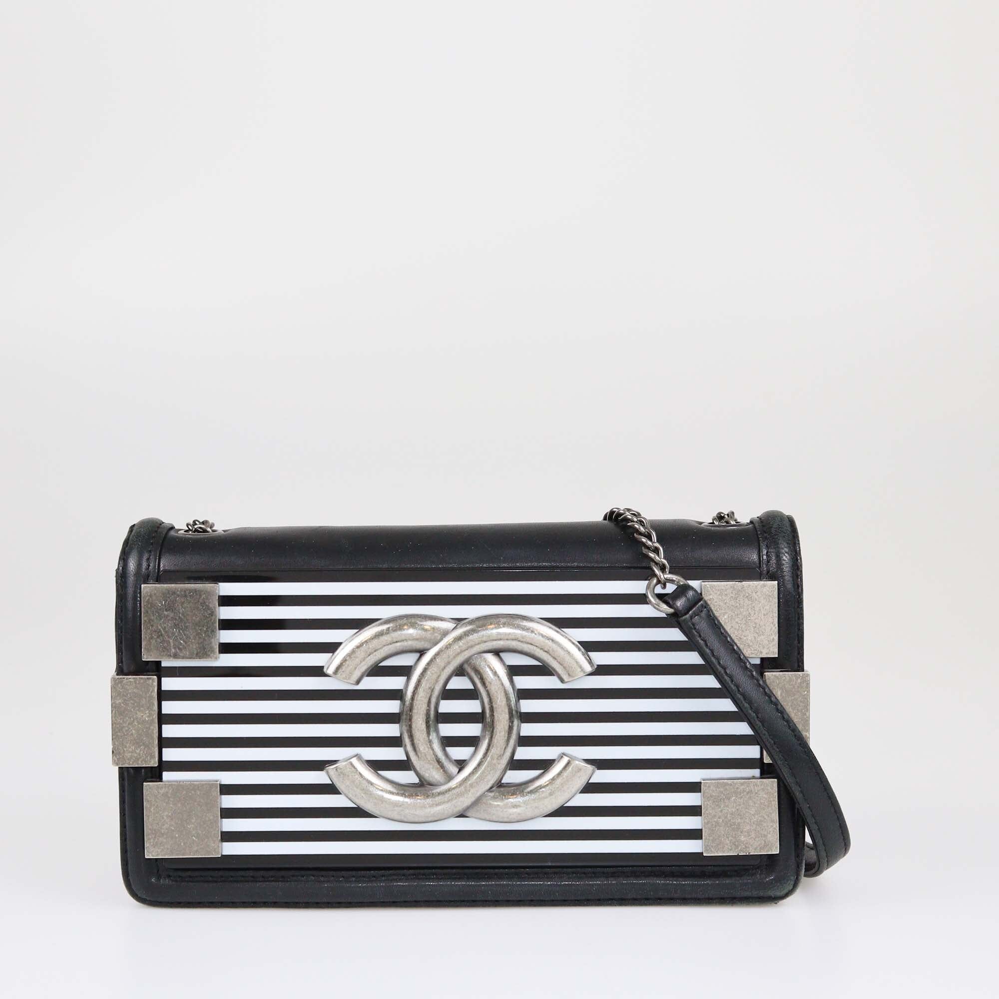 Chanel Black Horizontal Boy Brick Flap Bag Womens Chanel 