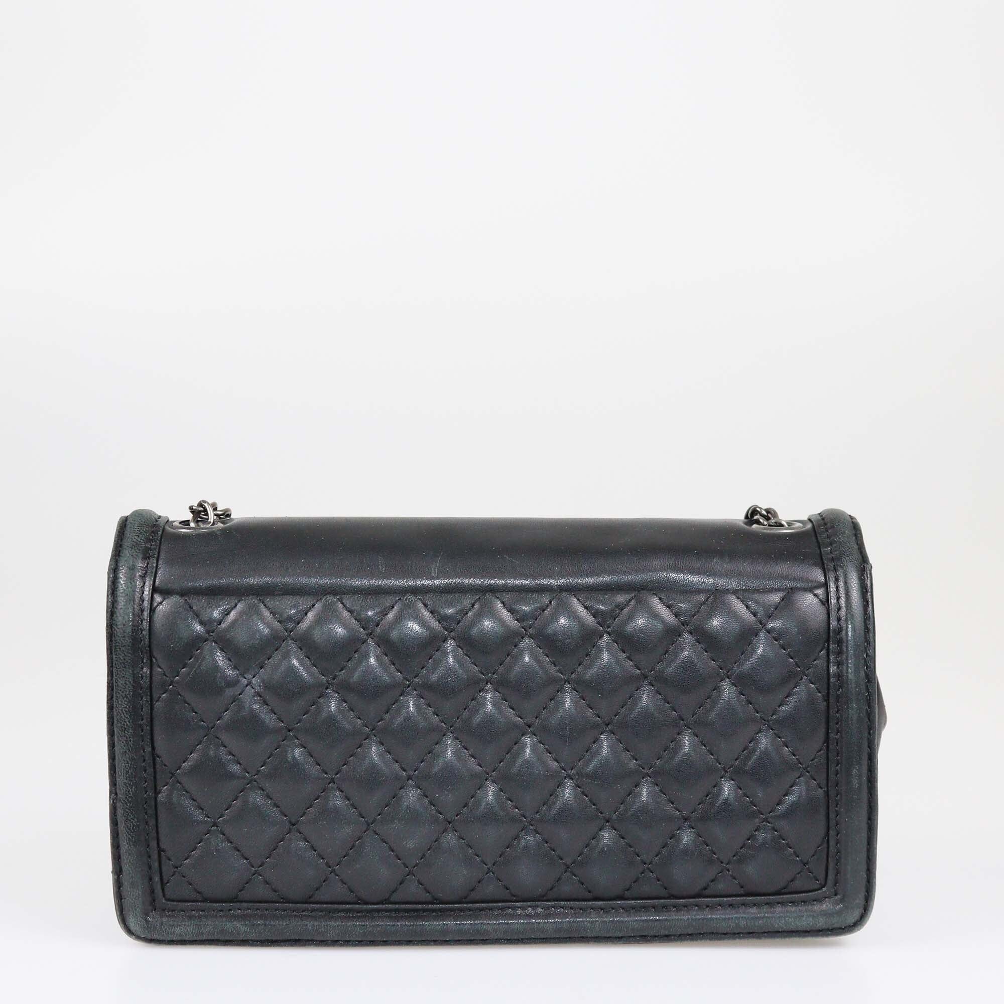 Chanel Black Horizontal Boy Brick Flap Bag Womens Chanel 