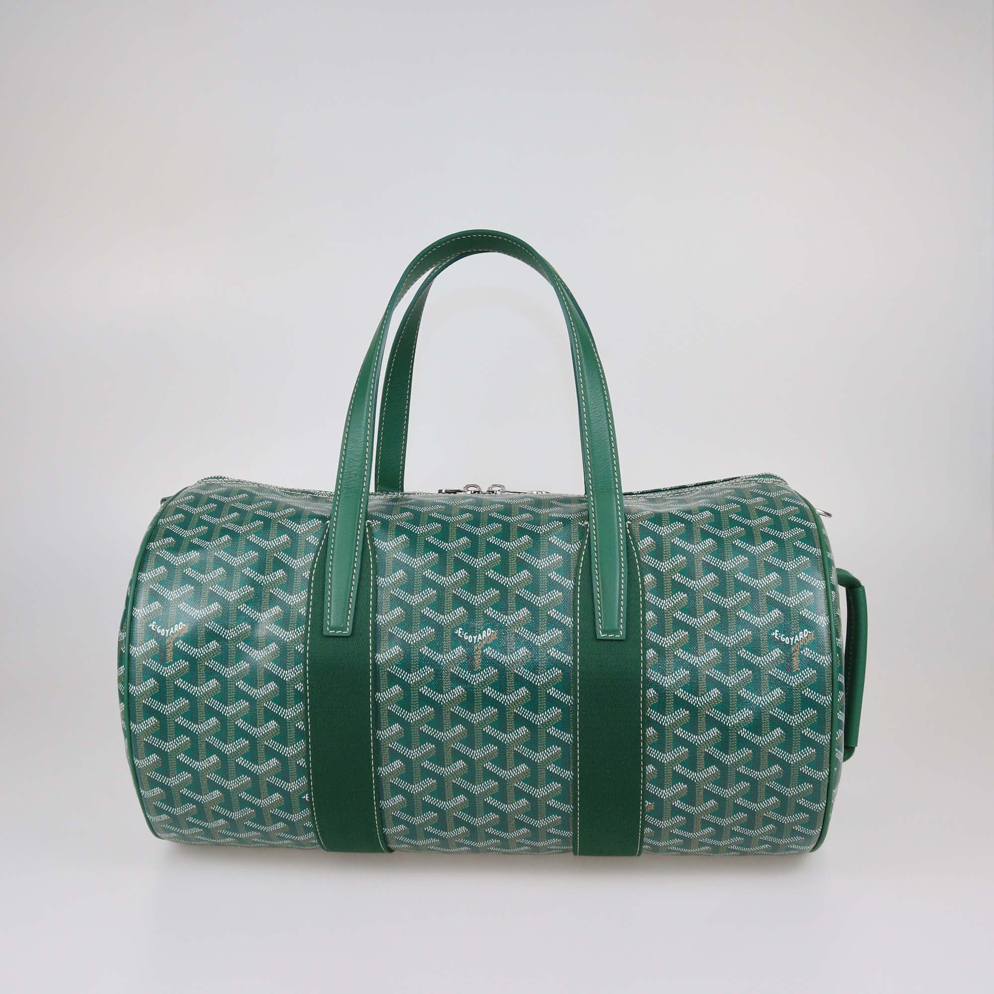 Goyard Green Goyardine Coated Canvas Barrel 40 Sports Bag