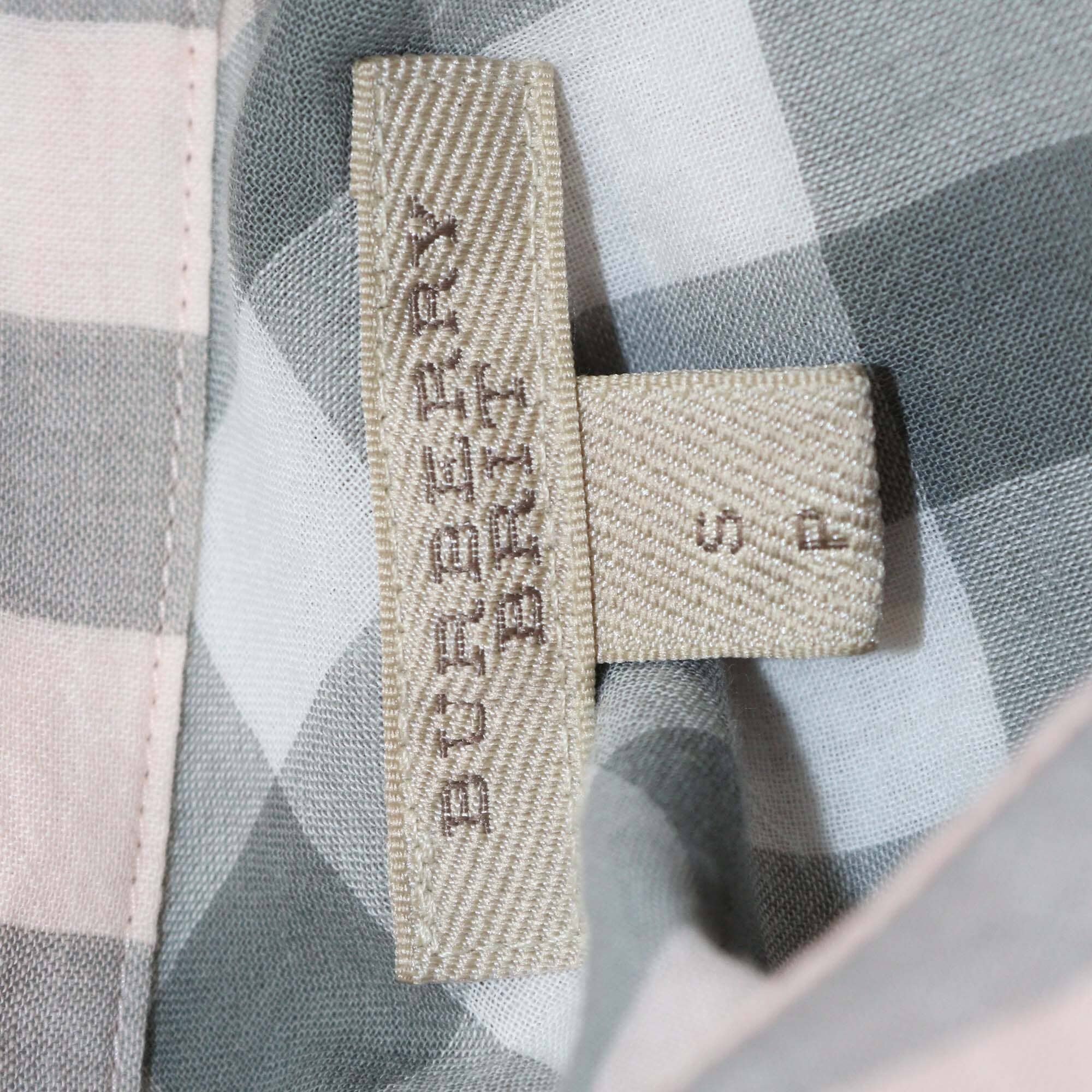 Burberry Brit Pink Checkered Long Sleeve Pleated Detail Blouse Womens Burberry Brit 