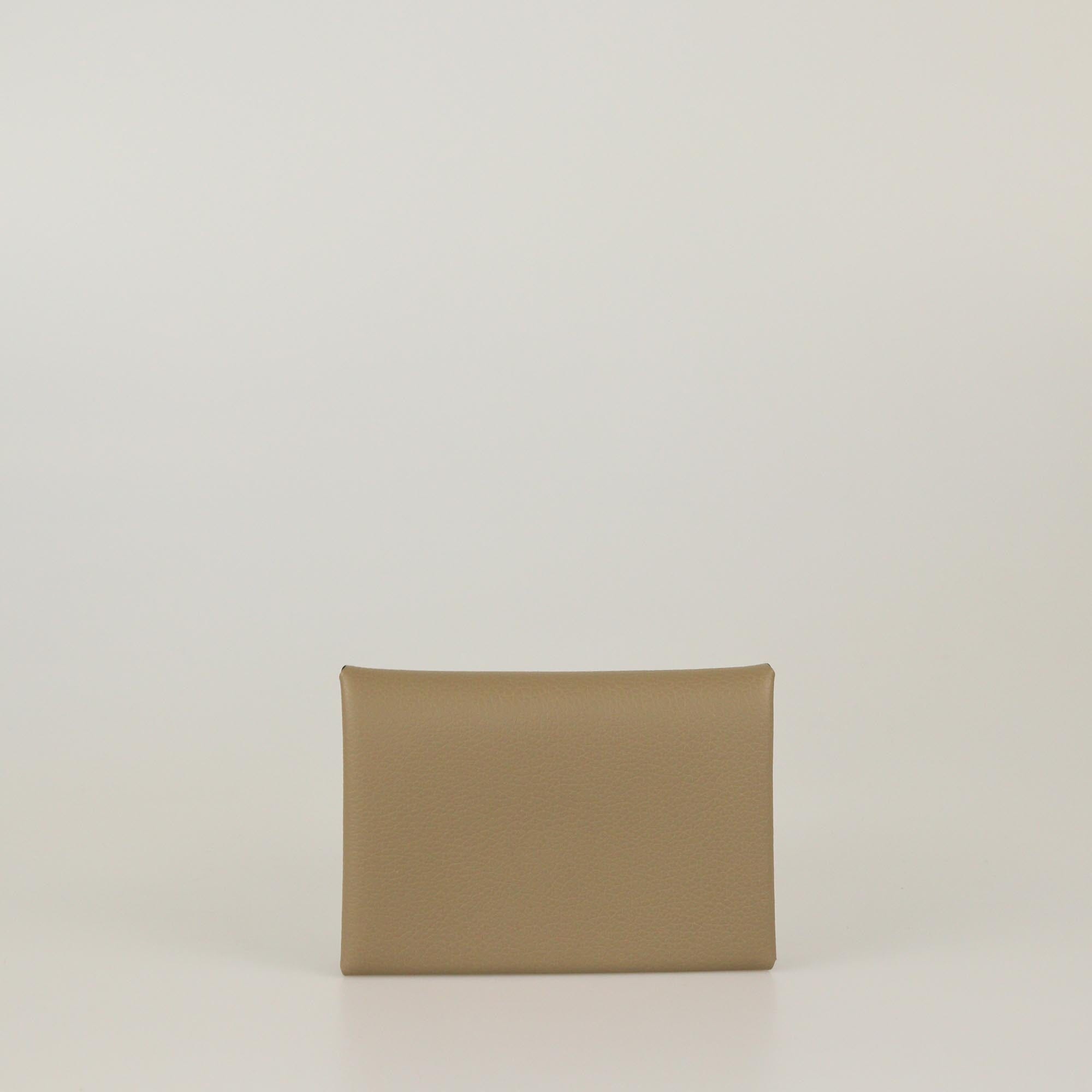 Hermes Etoupe Calvi Verso Card Holder Womens Hermes 