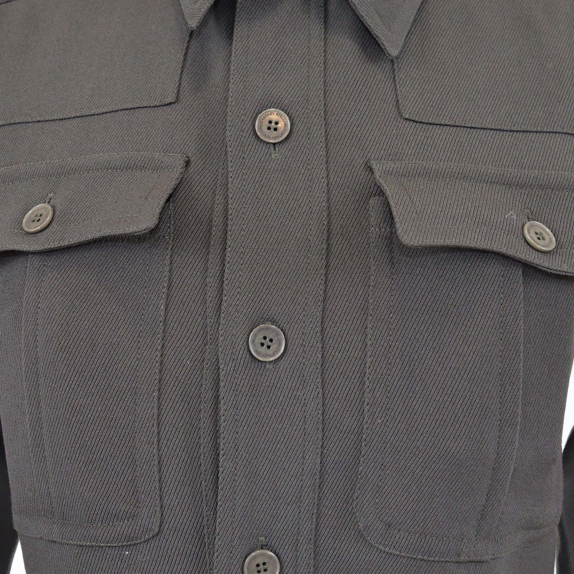 Stella McCartney Dark Green Double Patch Pocket Long Sleeve Shirt Womens Stella McCartney 