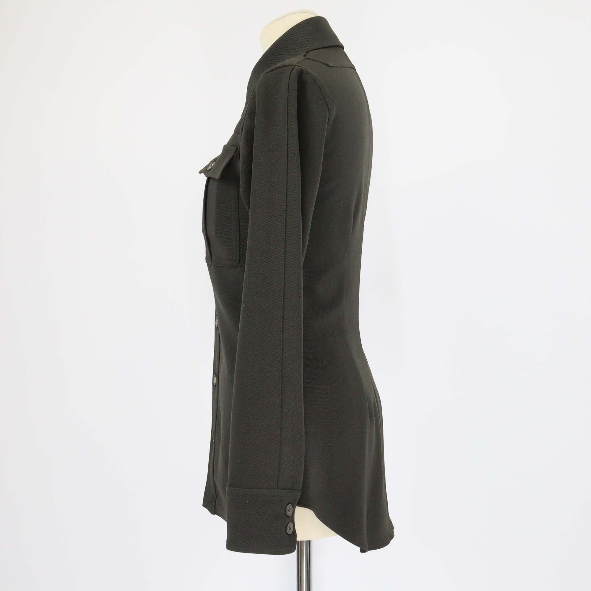 Stella McCartney Dark Green Double Patch Pocket Long Sleeve Shirt Womens Stella McCartney 