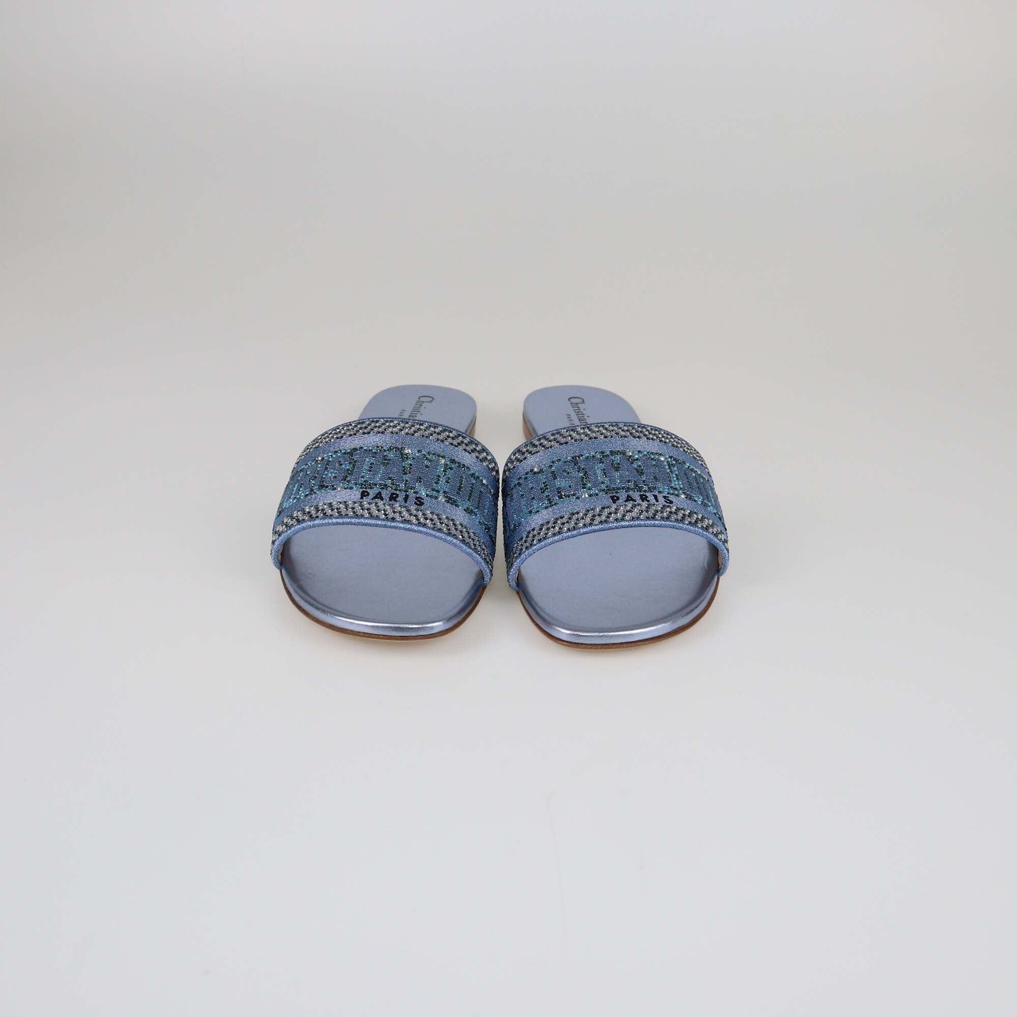 Christian Dior Indigo Meta Dway Flat Slides Womens Christian Dior 