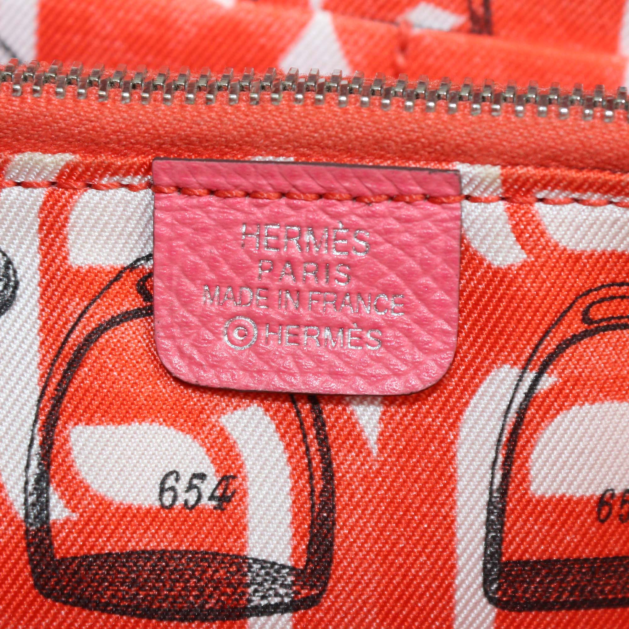 Hermes Rose Jaipur Epsom Leather Silk'In Classique Long Wallet