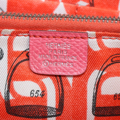 Hermes Rose Jaipur Epsom Leather Silk'In Classique Long Wallet