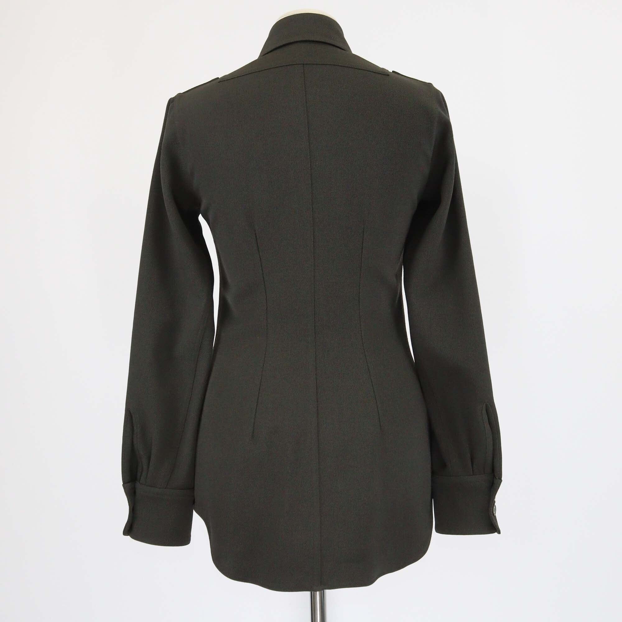 Stella McCartney Dark Green Double Patch Pocket Long Sleeve Shirt Womens Stella McCartney 