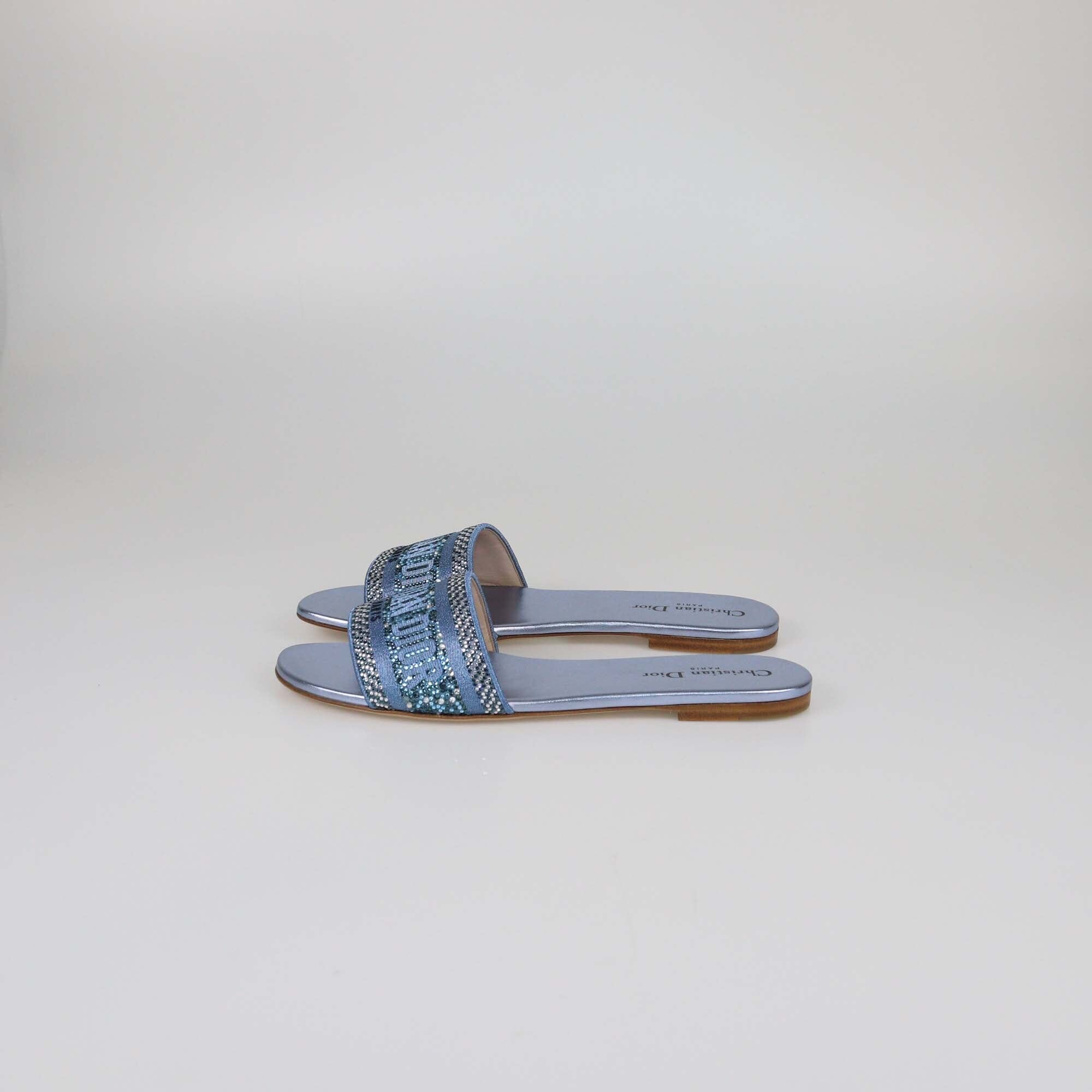 Christian Dior Indigo Meta Dway Flat Slides Womens Christian Dior 