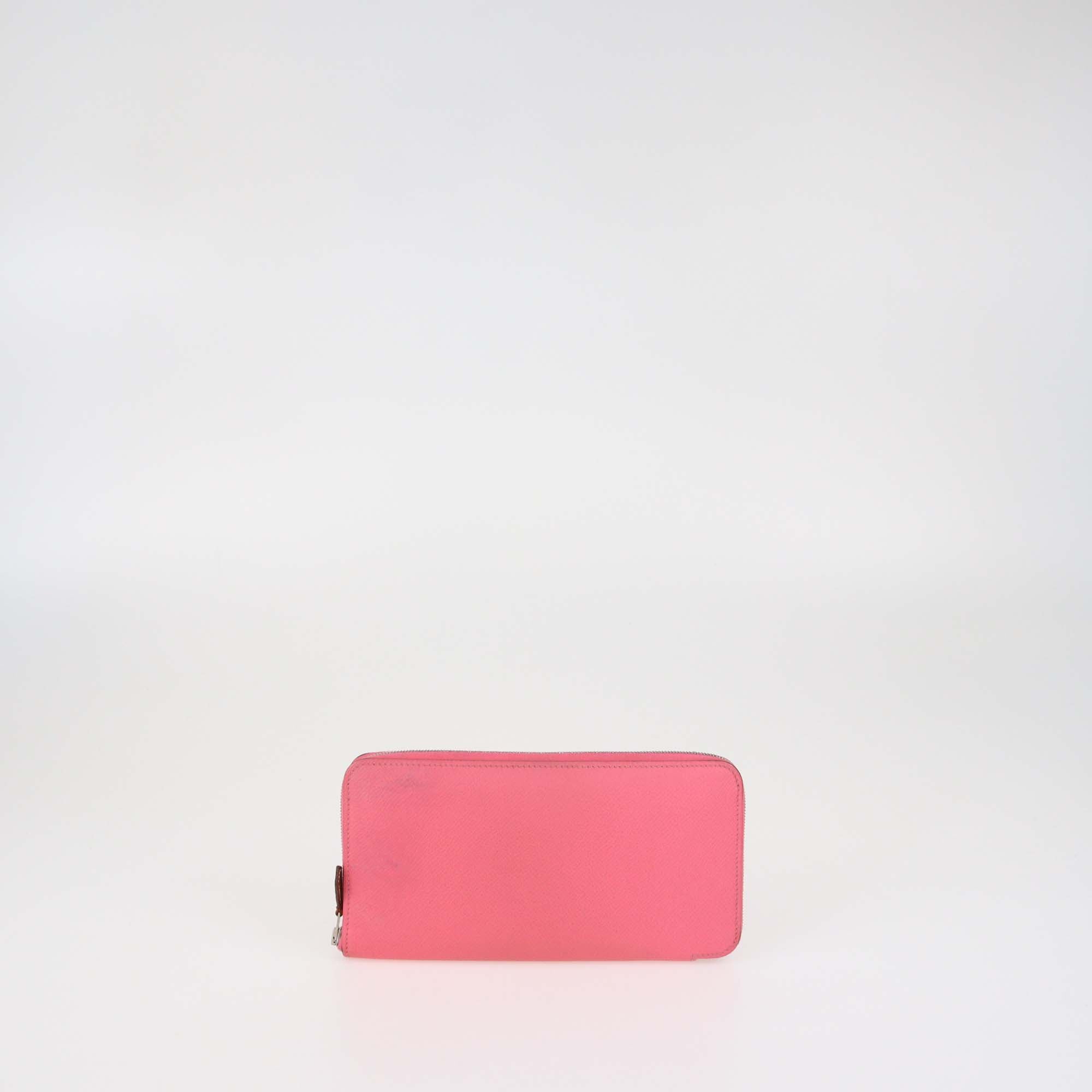 Hermes Rose Jaipur Epsom Leather Silk'In Classique Long Wallet