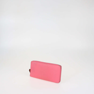 Hermes Rose Jaipur Epsom Leather Silk'In Classique Long Wallet