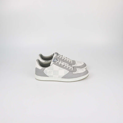 Louis Vuitton White/Grey Damier Leather Rivoli Low Top Sneaker