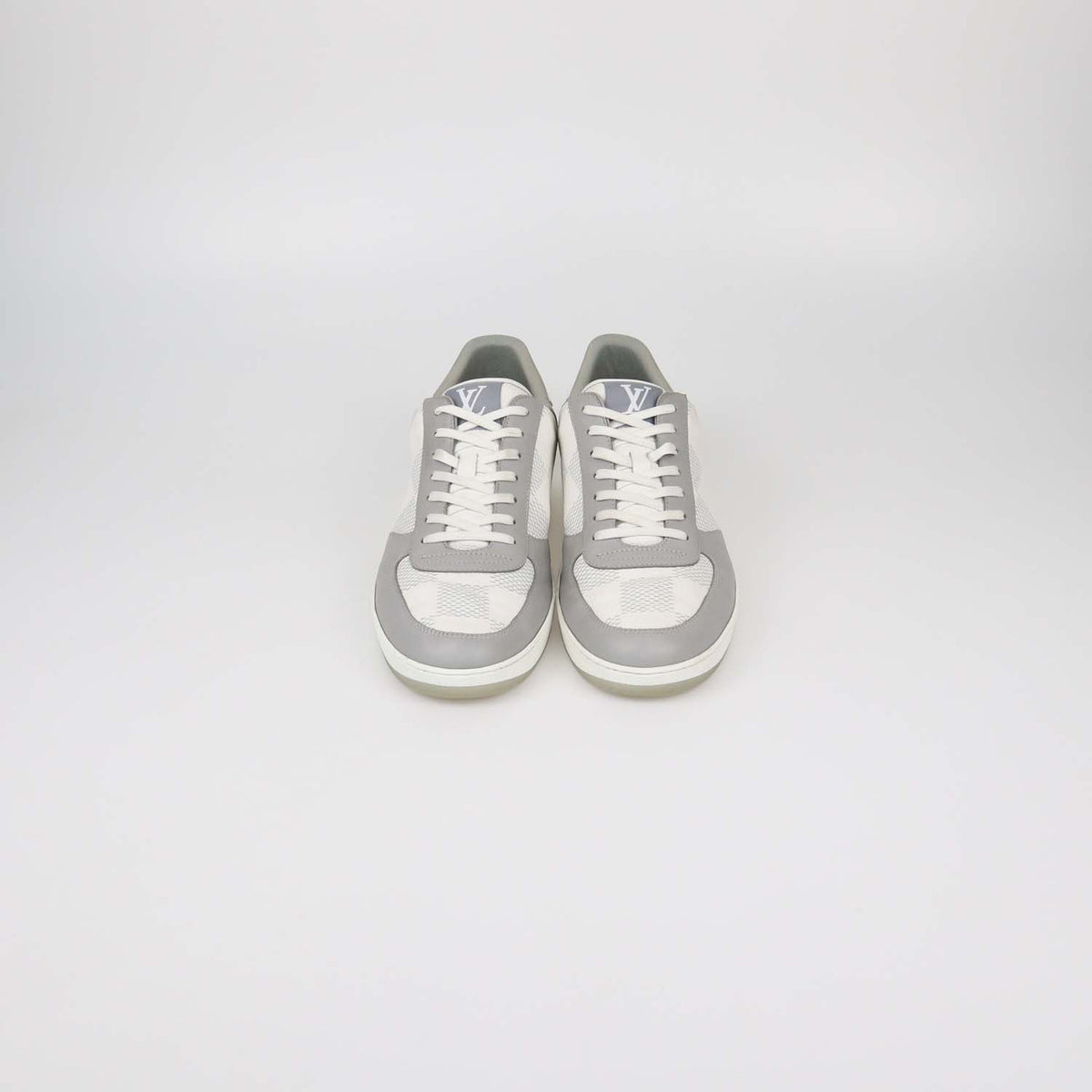 Louis Vuitton White/Grey Damier Leather Rivoli Low Top Sneaker